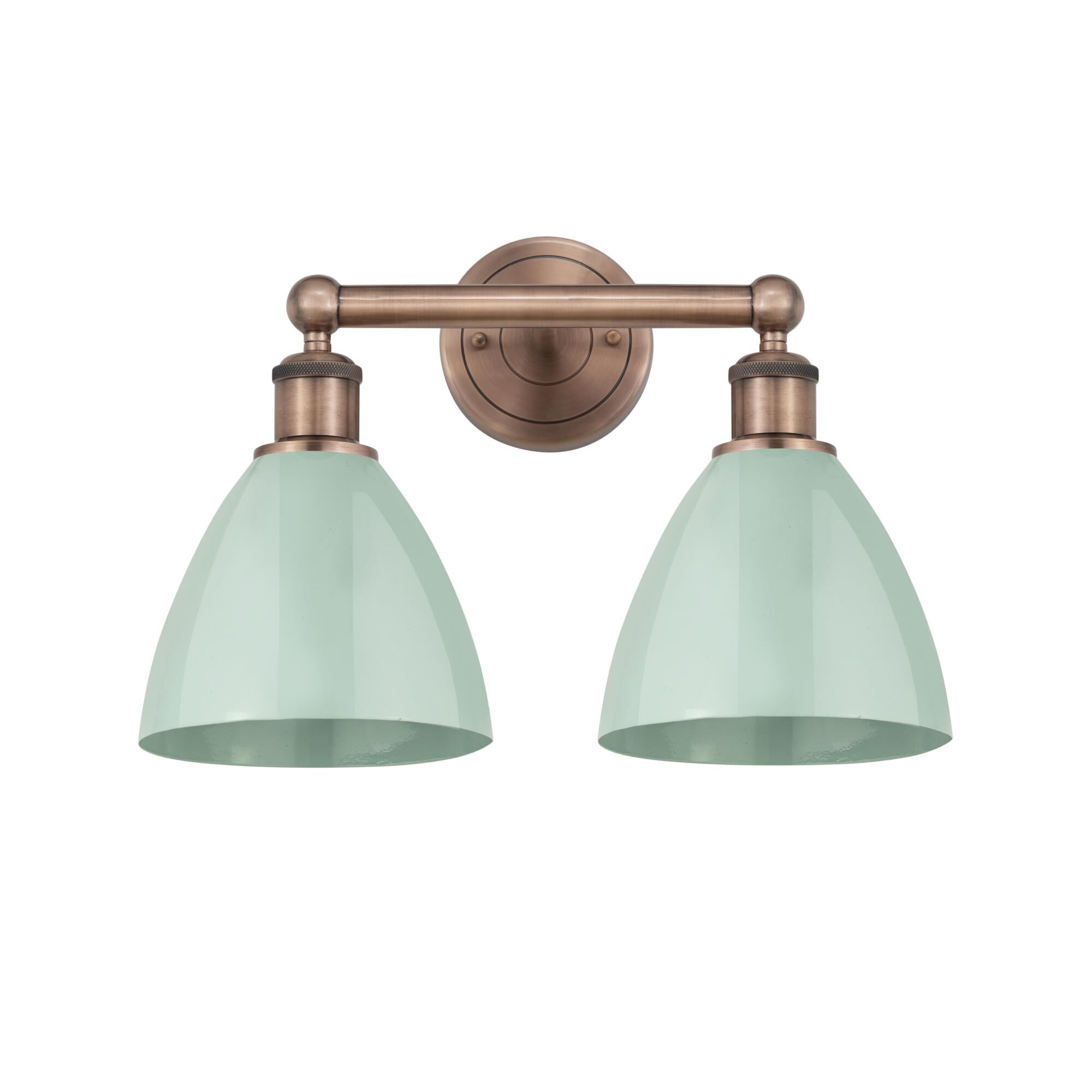 Shown in Antique Copper finish and Seafoam shade