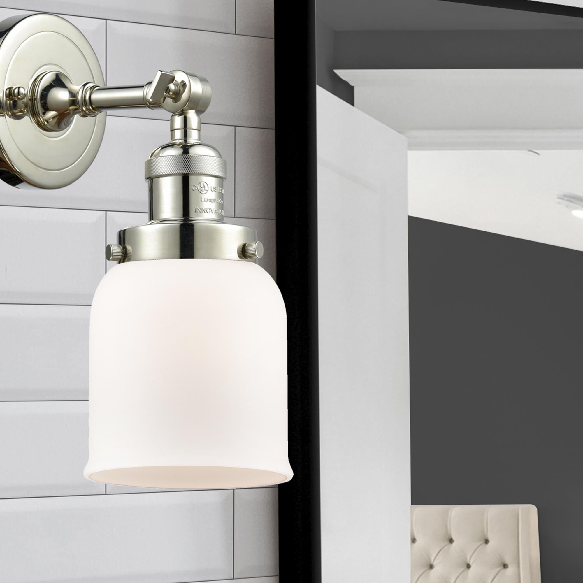 Shown in Polished Nickel finish and Matte White Cased glass