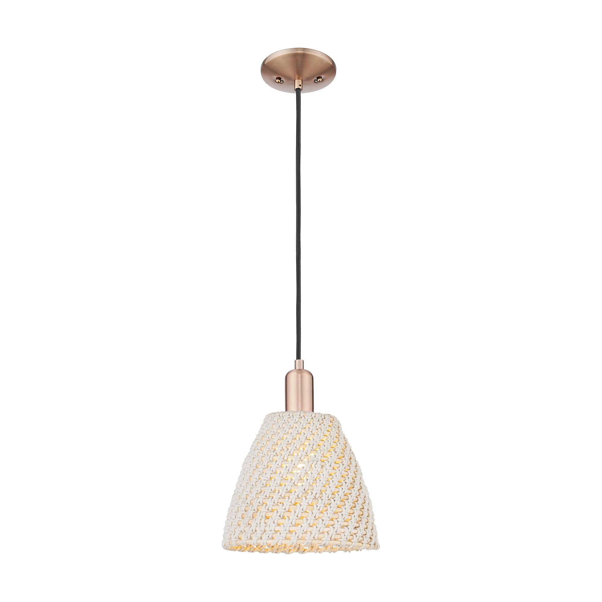 Shown in Antique Copper finish and Natural shade