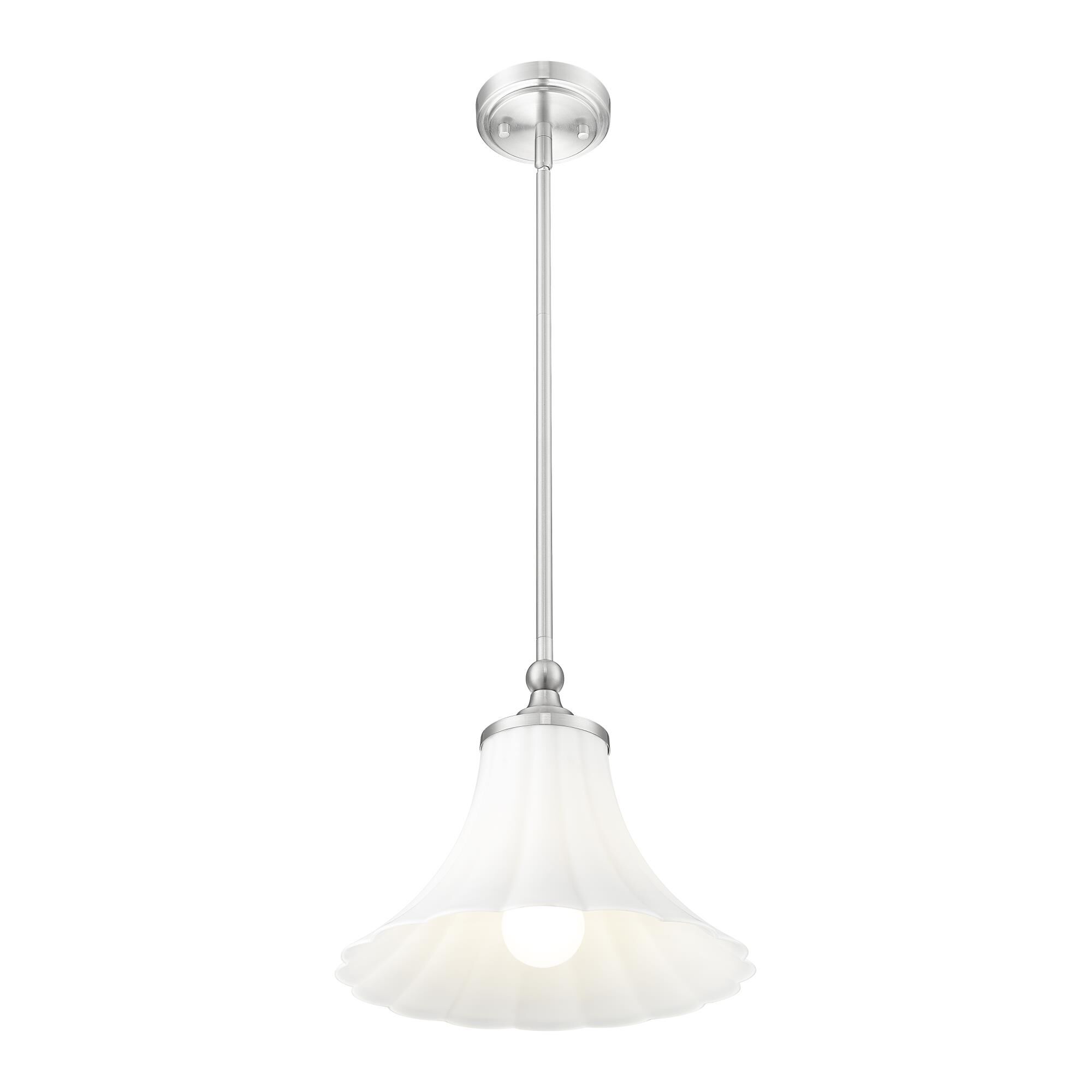 Shown in Brushed Nickel finish and Opal Etched glass