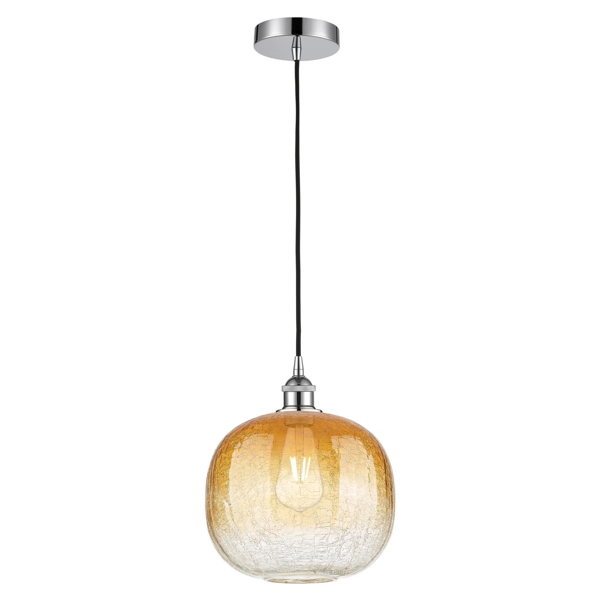 Shown in Polished Chrome finish and Amber glass