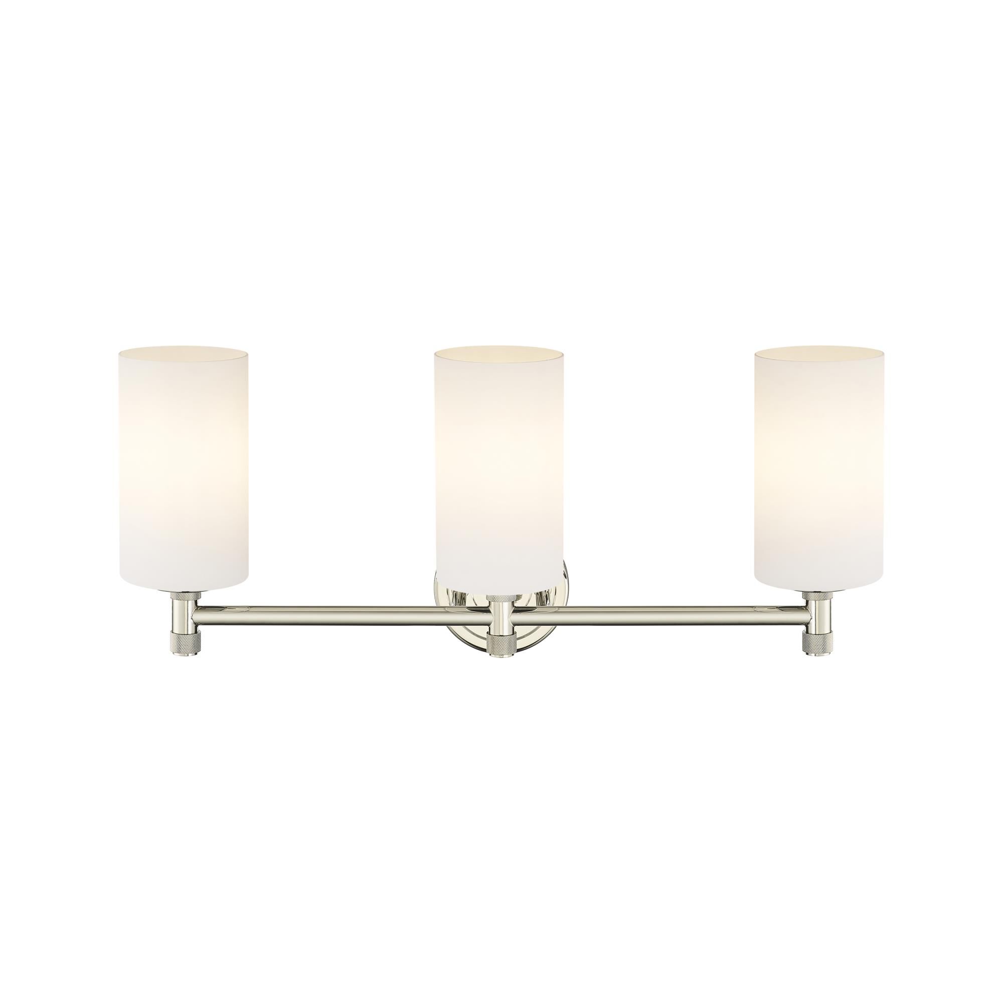 Shown in Polished Nickel finish and Matte White glass