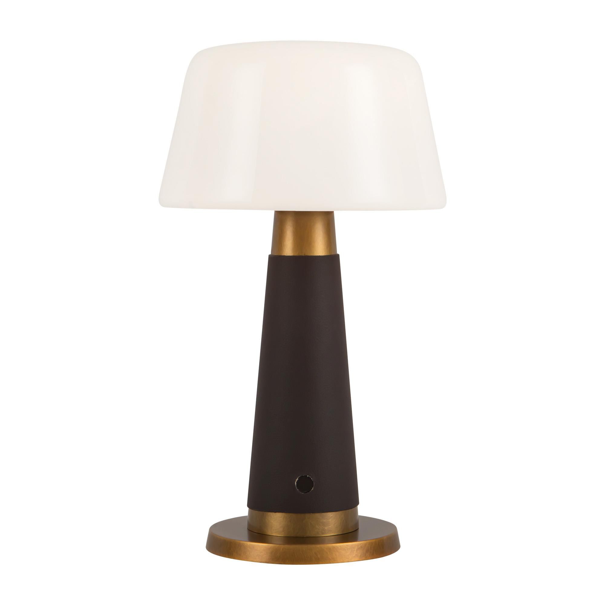 Shown in Espresso Vegan Leather finish and Opal glass