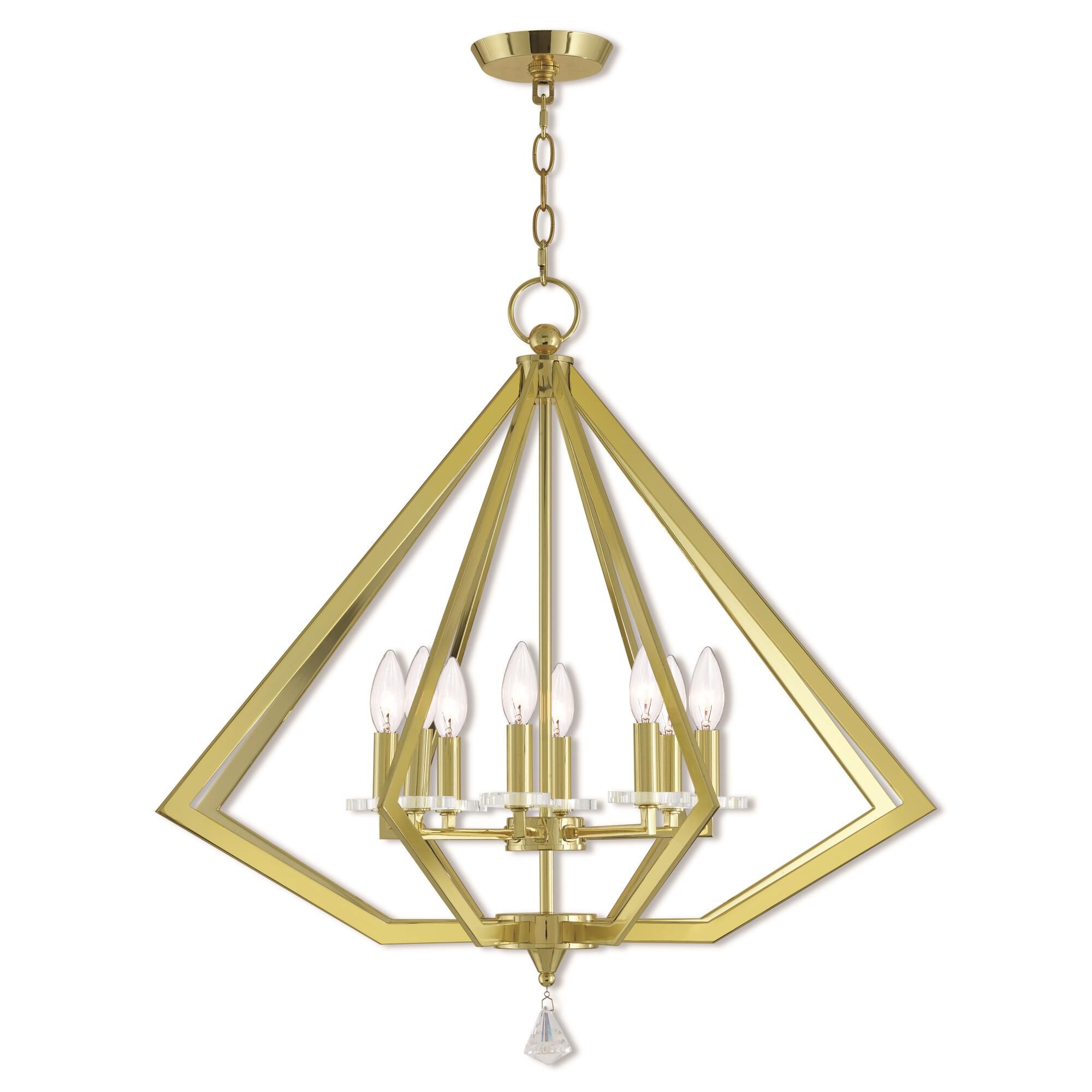 Shown in Polished Brass finish and Clear crystal
