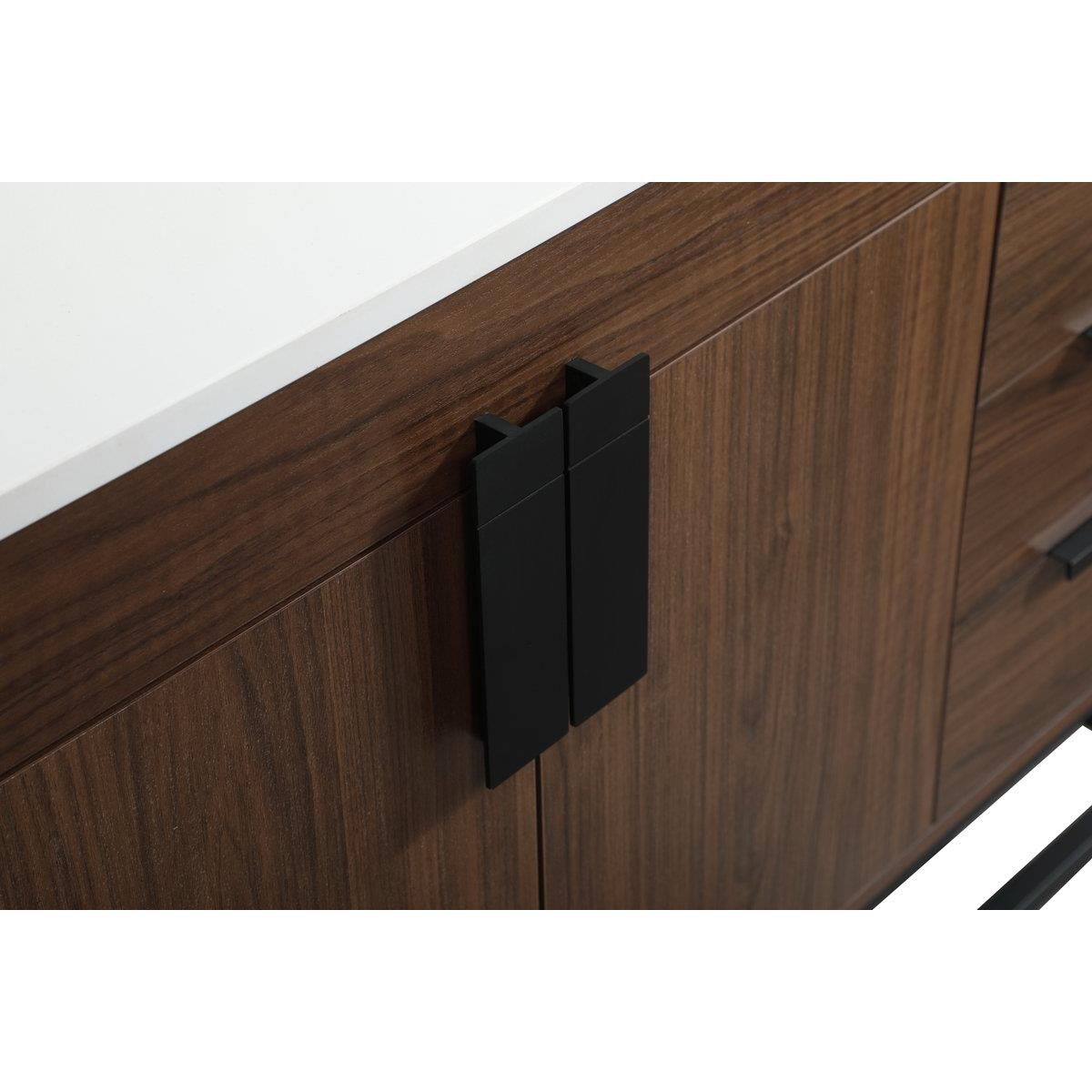 Shown in Walnut finish and Without Backsplash accent