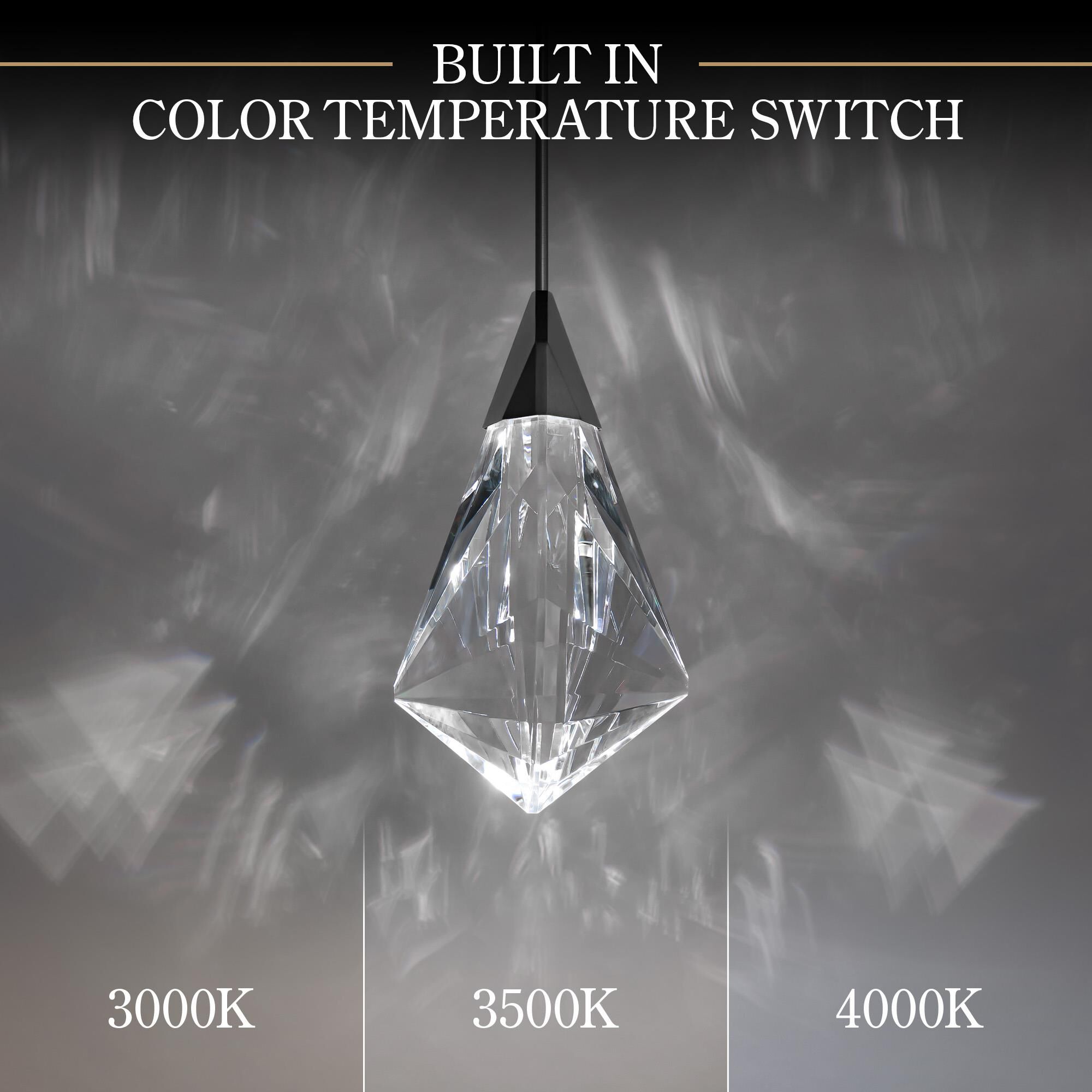 Shown in Black finish and Clear Optic Crystal glass