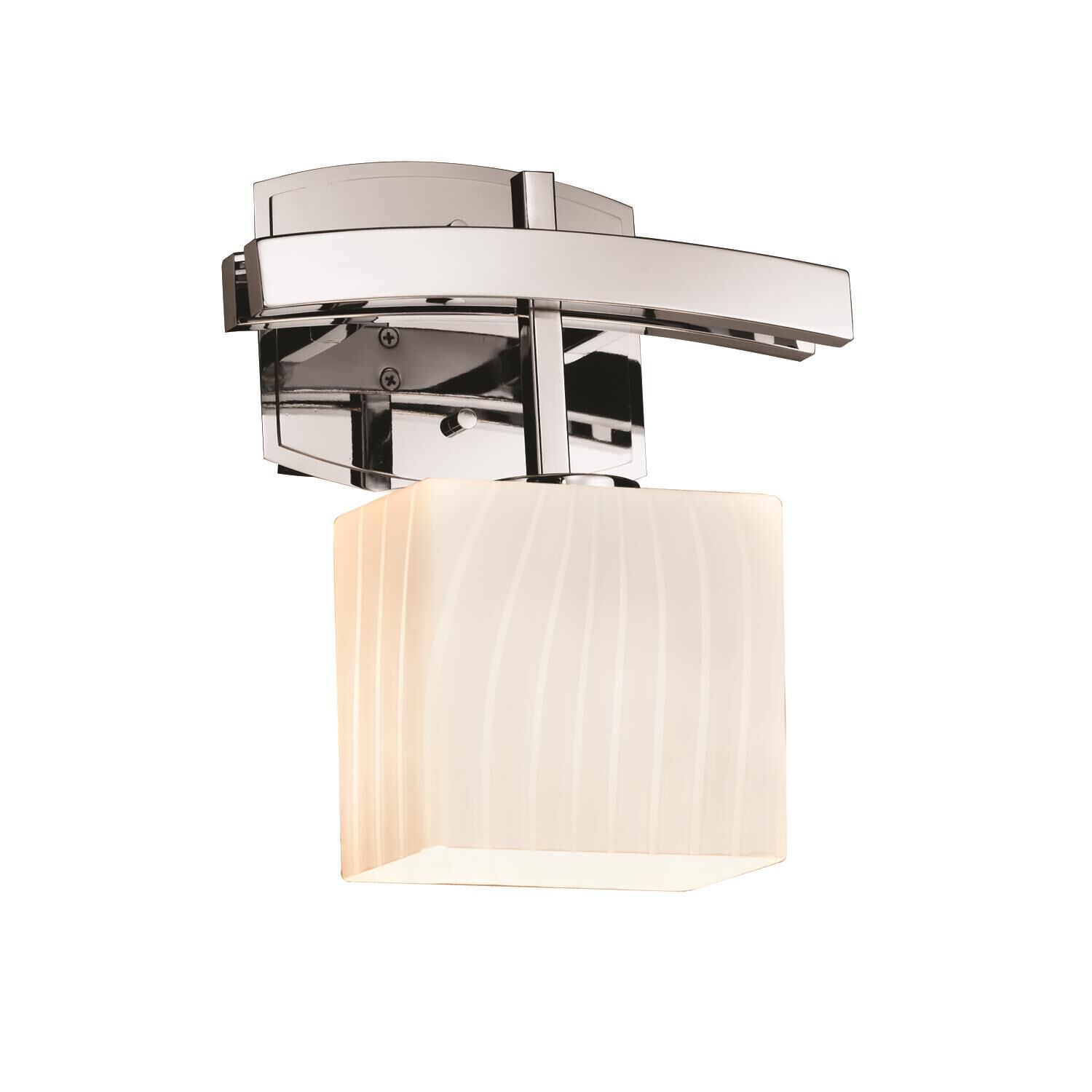 Shown in Polished Chrome finish and Artisan glass and Ribbon shade and Rectangle accent