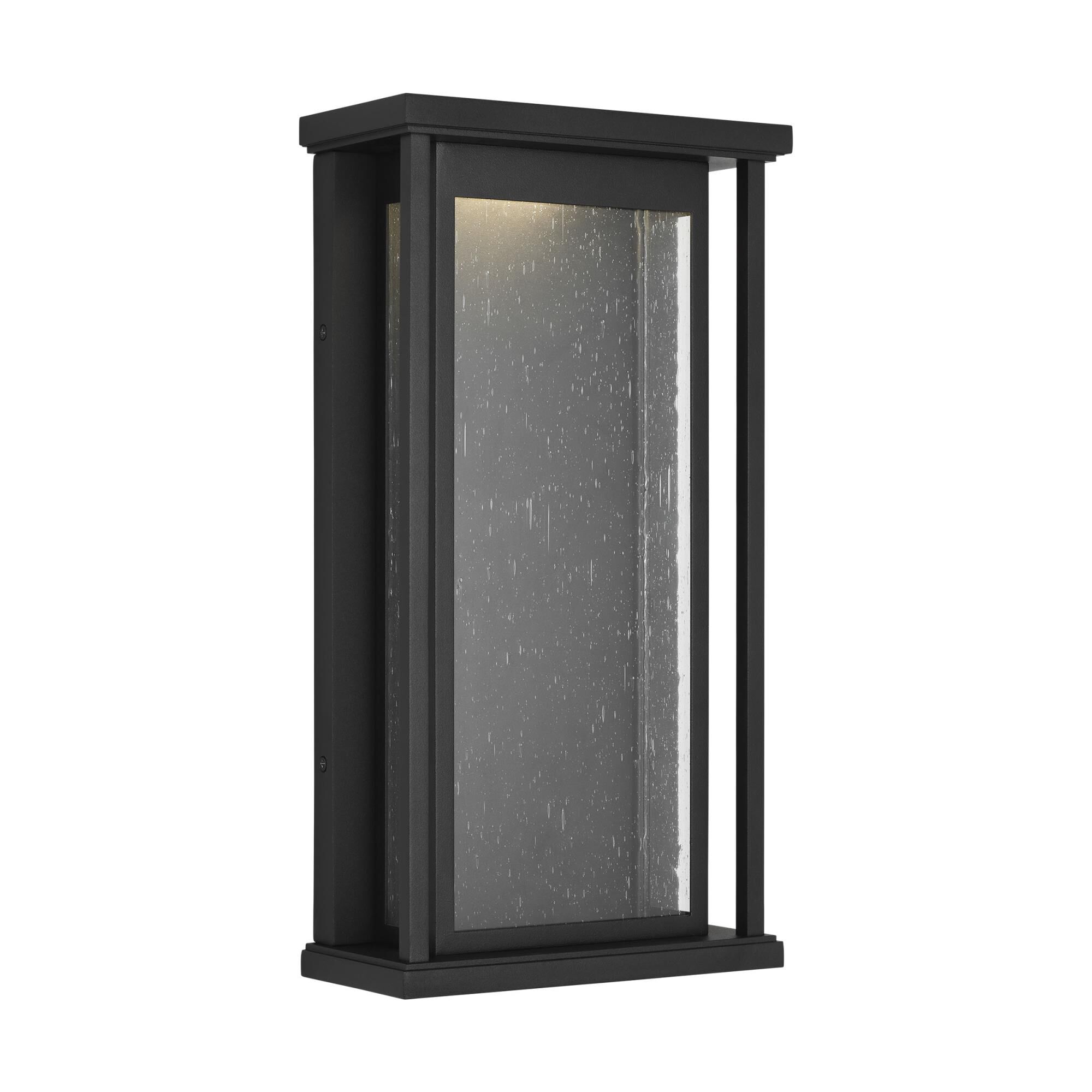 Shown in Textured Black finish and Clear Seeded Glass Panels shade