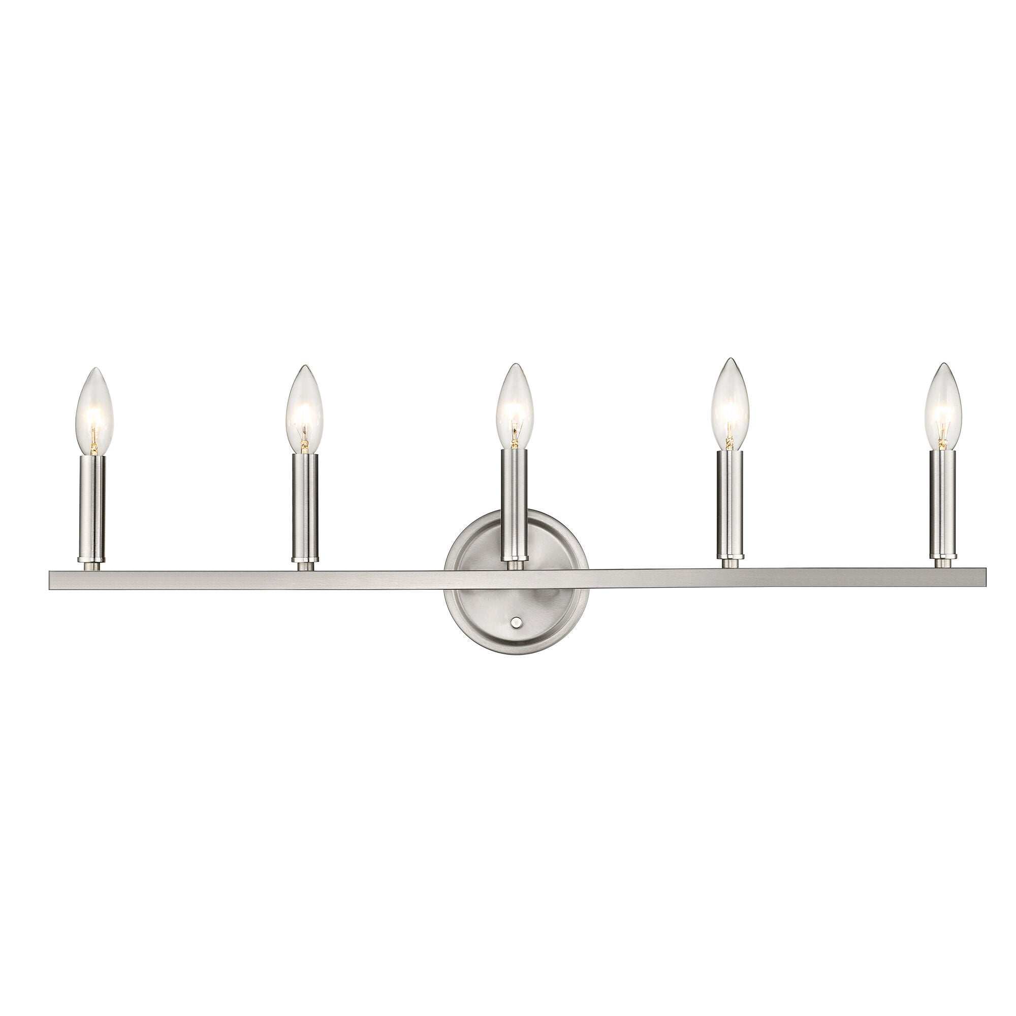 Shown in Satin Nickel finish and -- glass and -- shade
