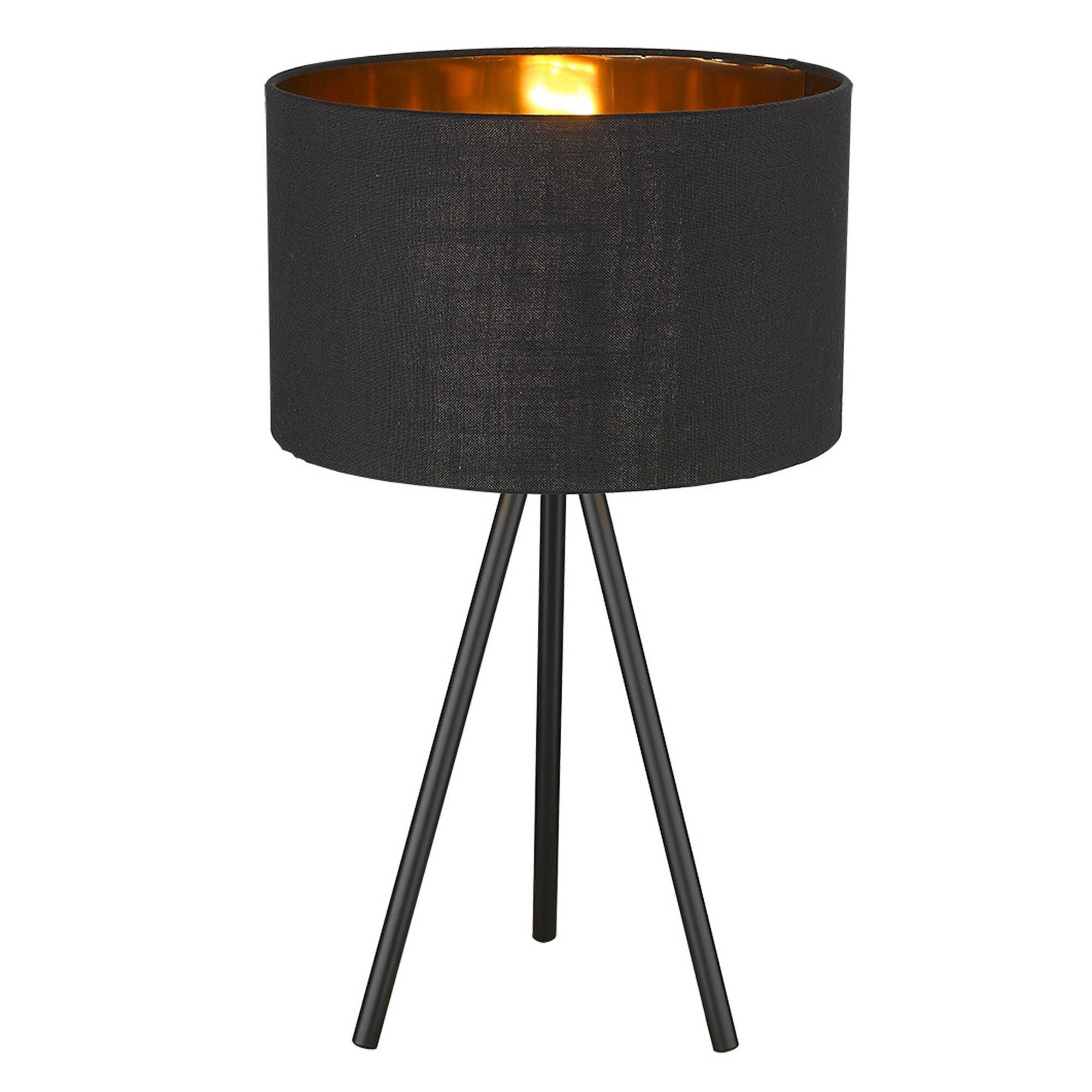 Shown in Matte Black finish and Black glass and Black Fabric Drum  W/ Copper Interior shade