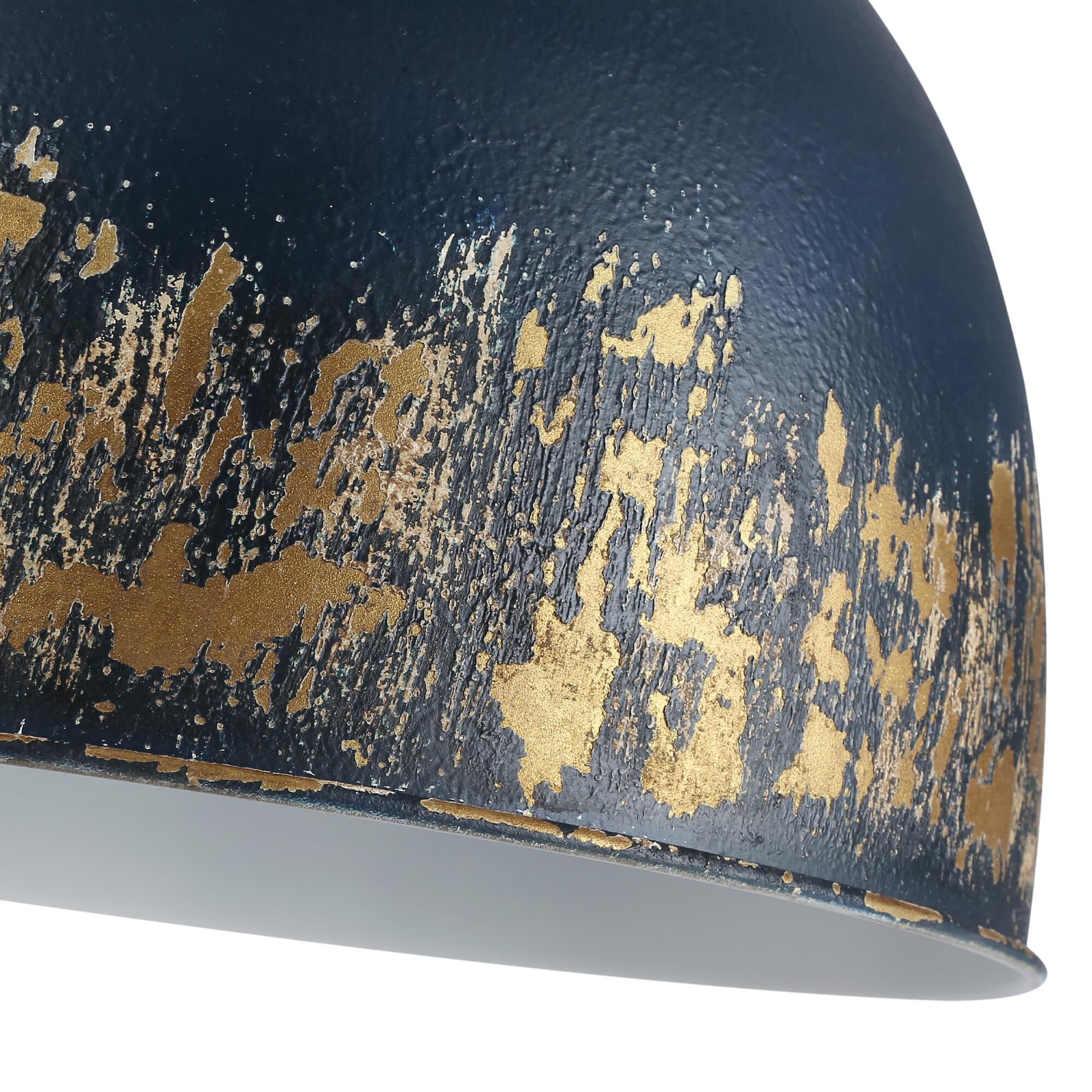 Shown in Vintage Gold finish and Antique Matte Navy shade