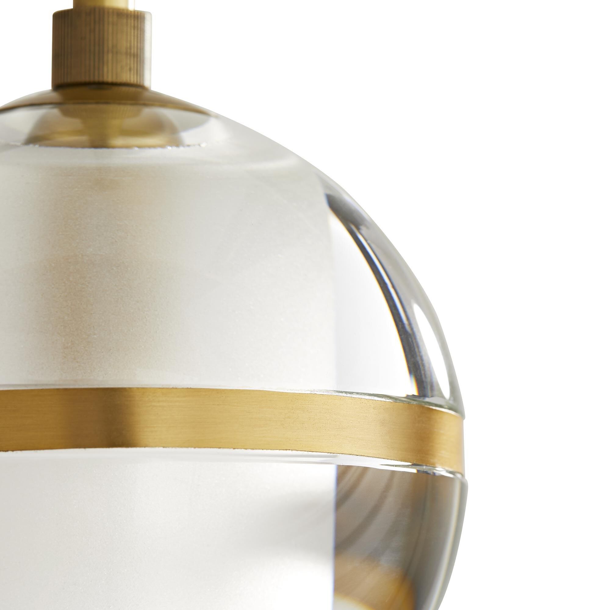 Shown in Antique Brass finish and Clear glass