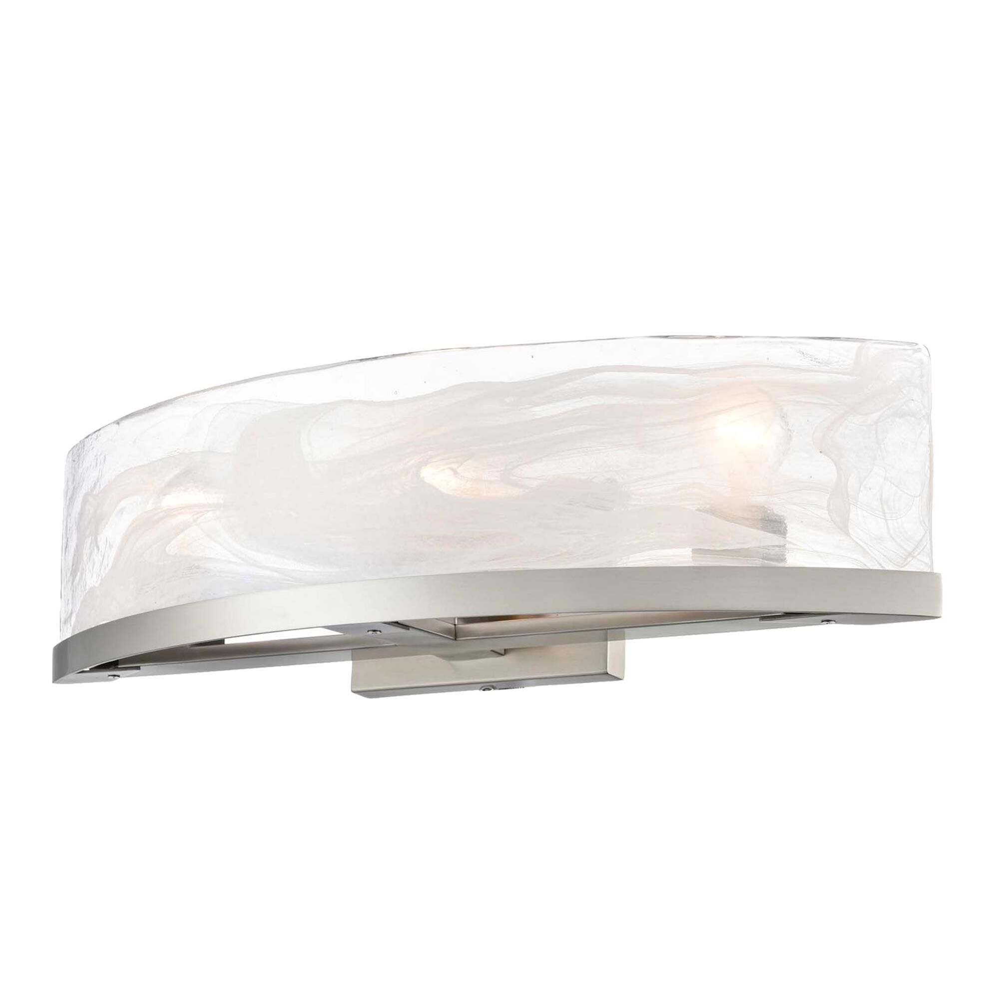 Shown in Brushed Nickel finish and Clear Alabaster glass