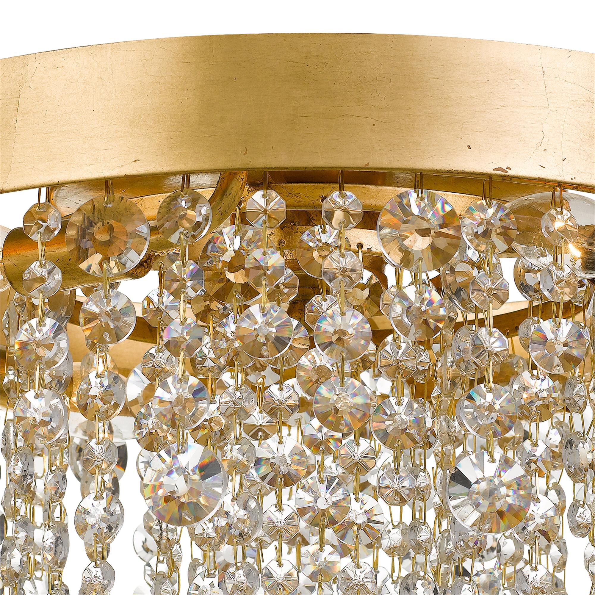 Shown in Antique Gold finish and Hand Cut Crystal crystal