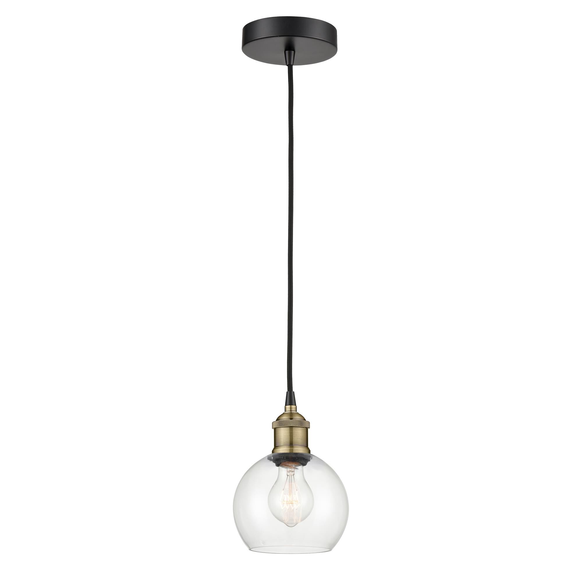 Shown in Black Antique Brass finish and Clear glass