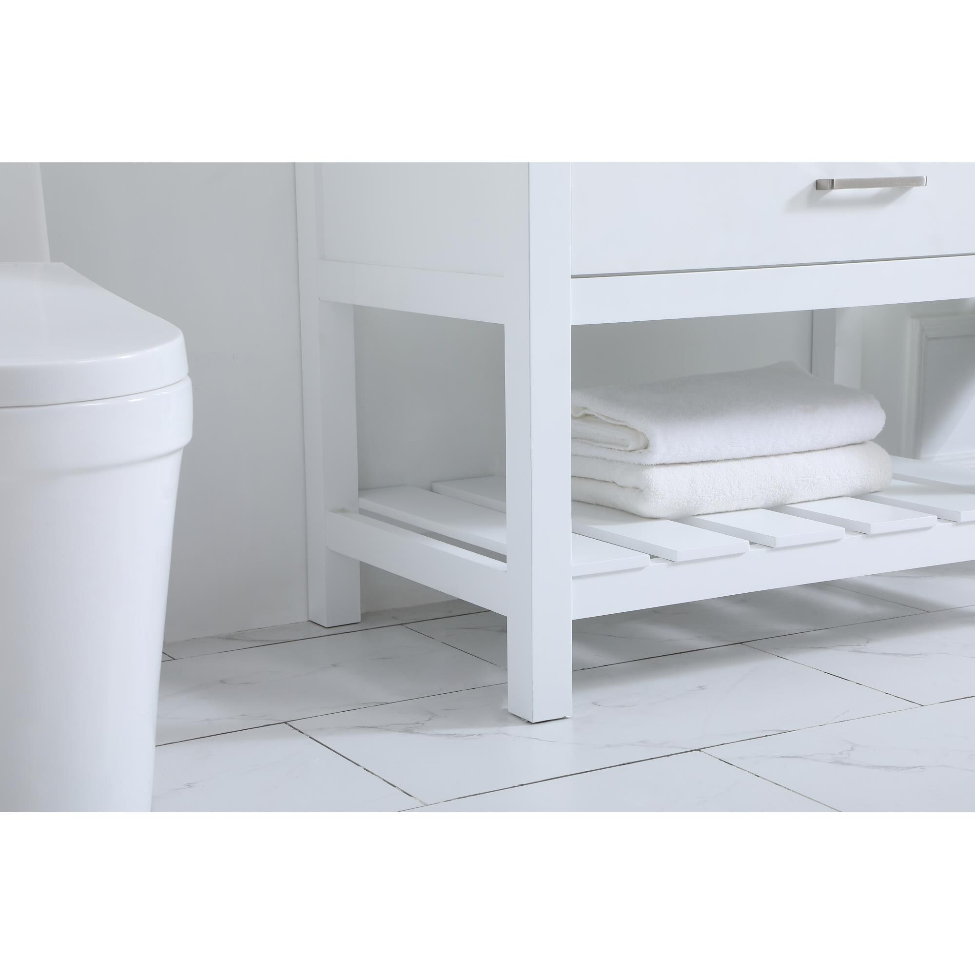 Shown in White finish and With Backsplash accent