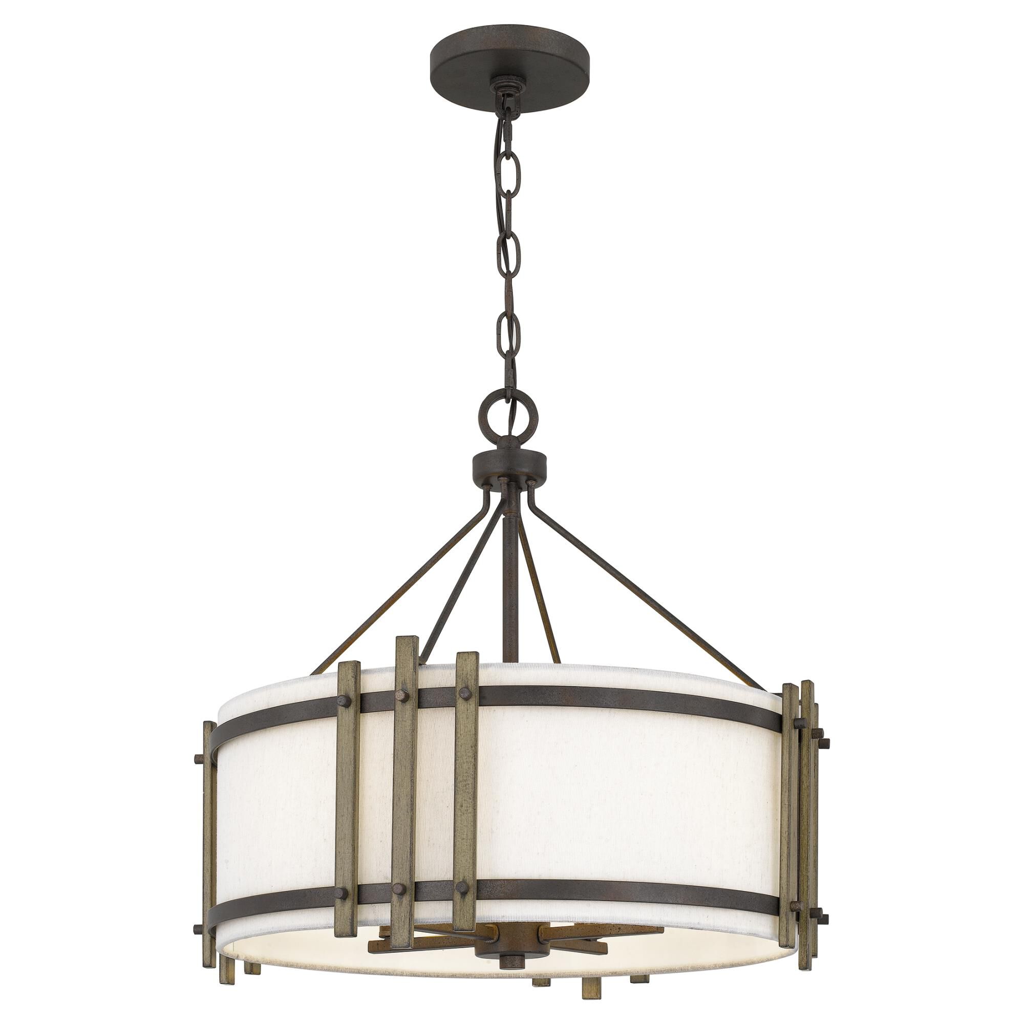 Shown in Iron Gate finish and White Fabric shade