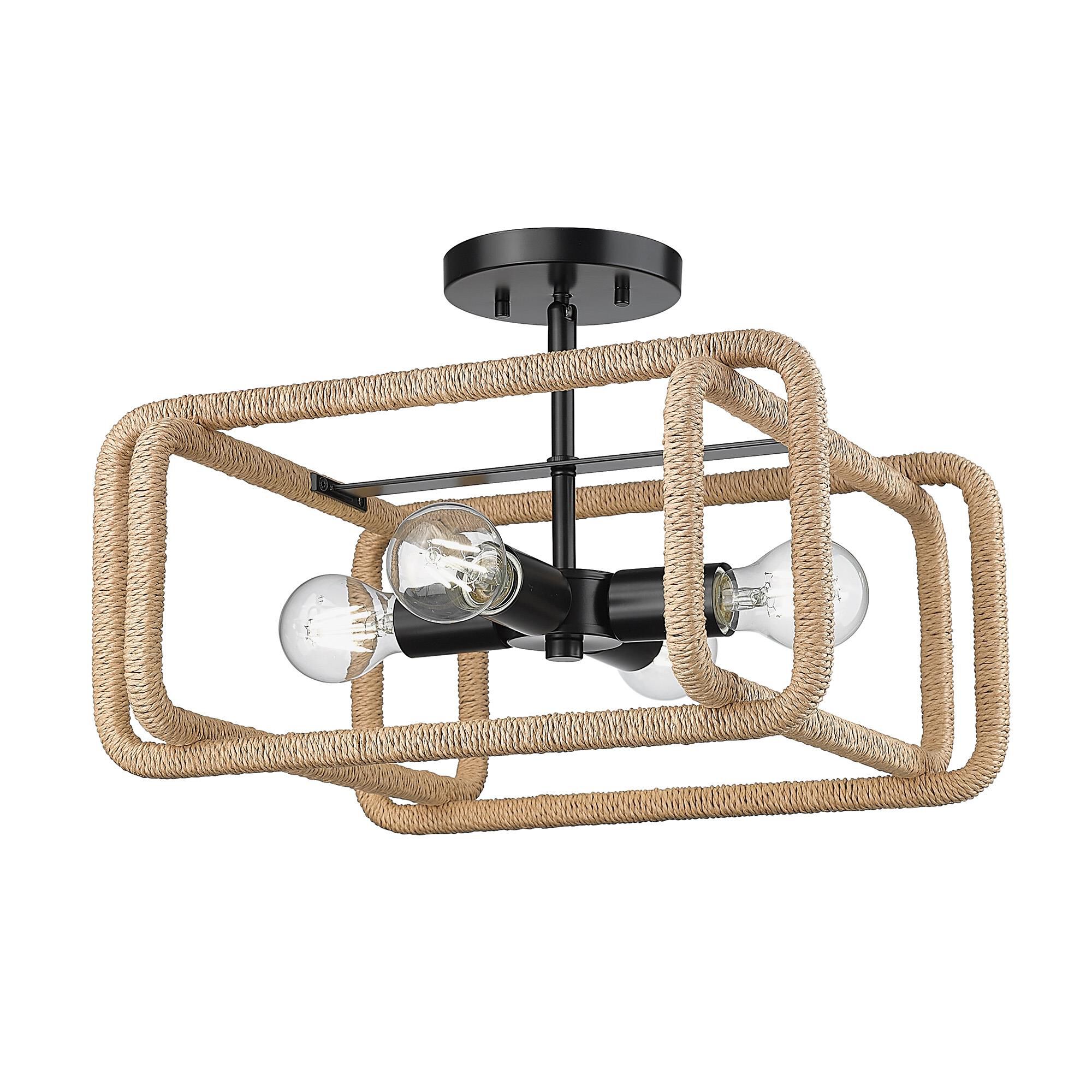 Shown in Matte Black finish and Natural Raphia Rope shade