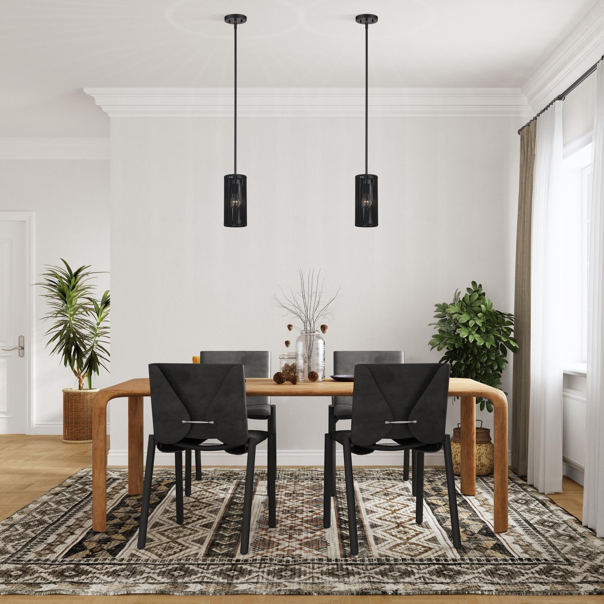 Shown in Black finish and Hand-Woven Parisian Night Color Polyester Rope shade