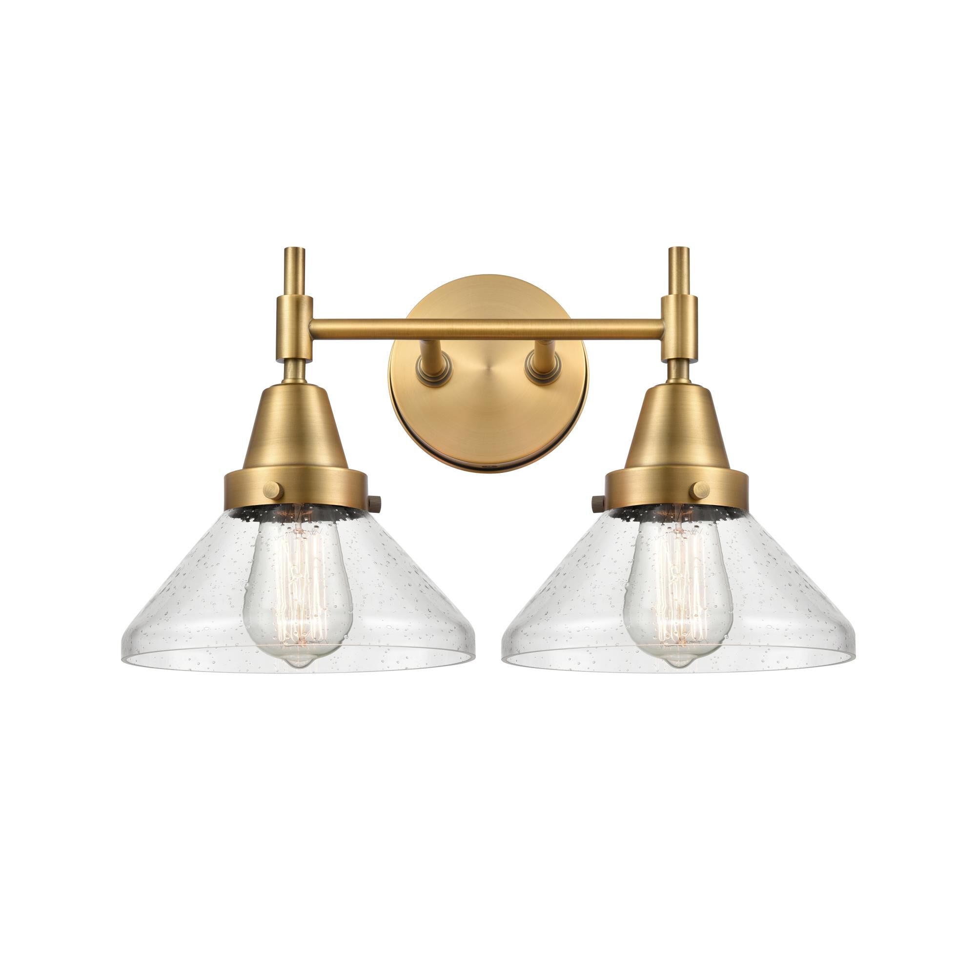 Shown in Brushed Brass finish and Seedy Caden glass