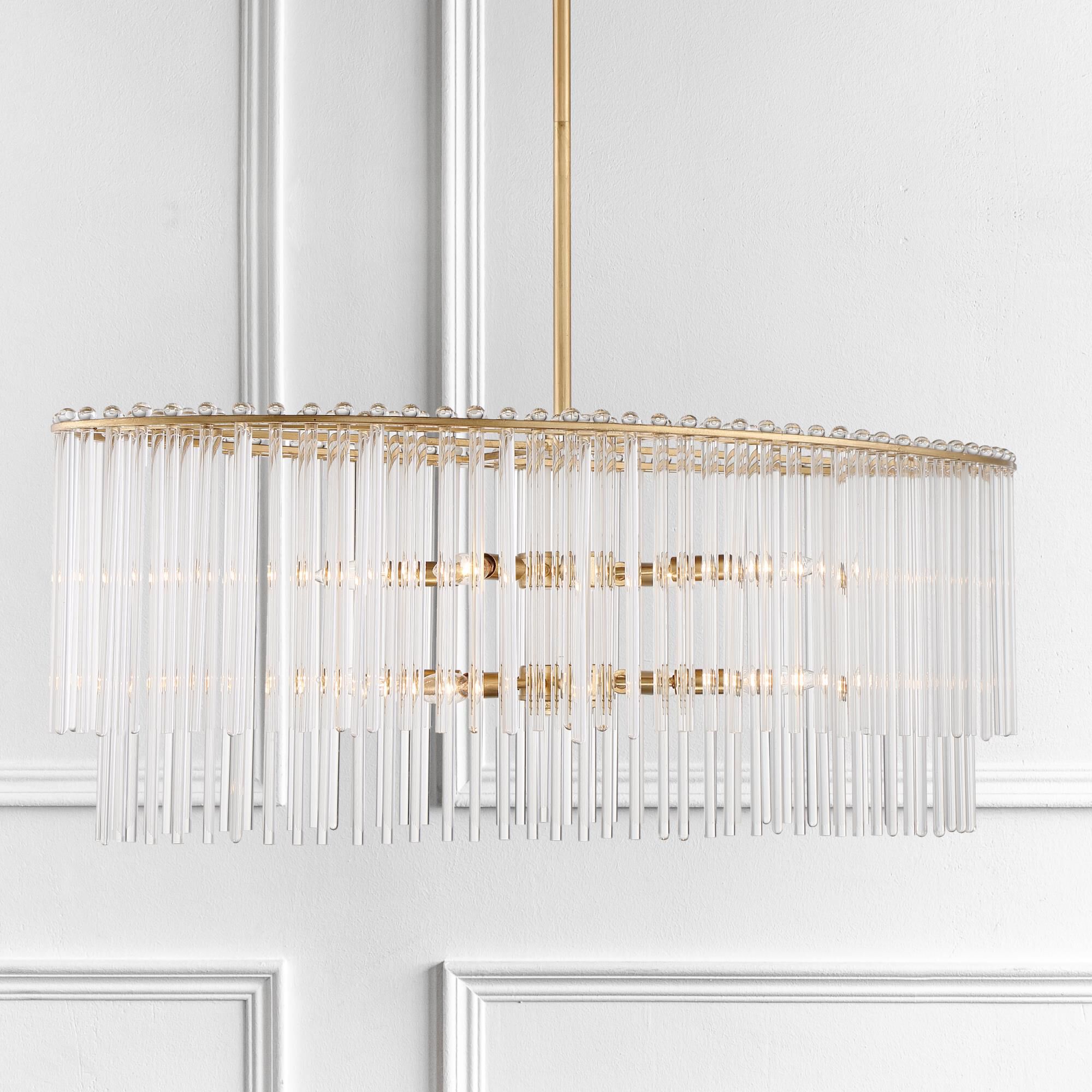 Shown in Antique Gold finish and Clear Glass crystal