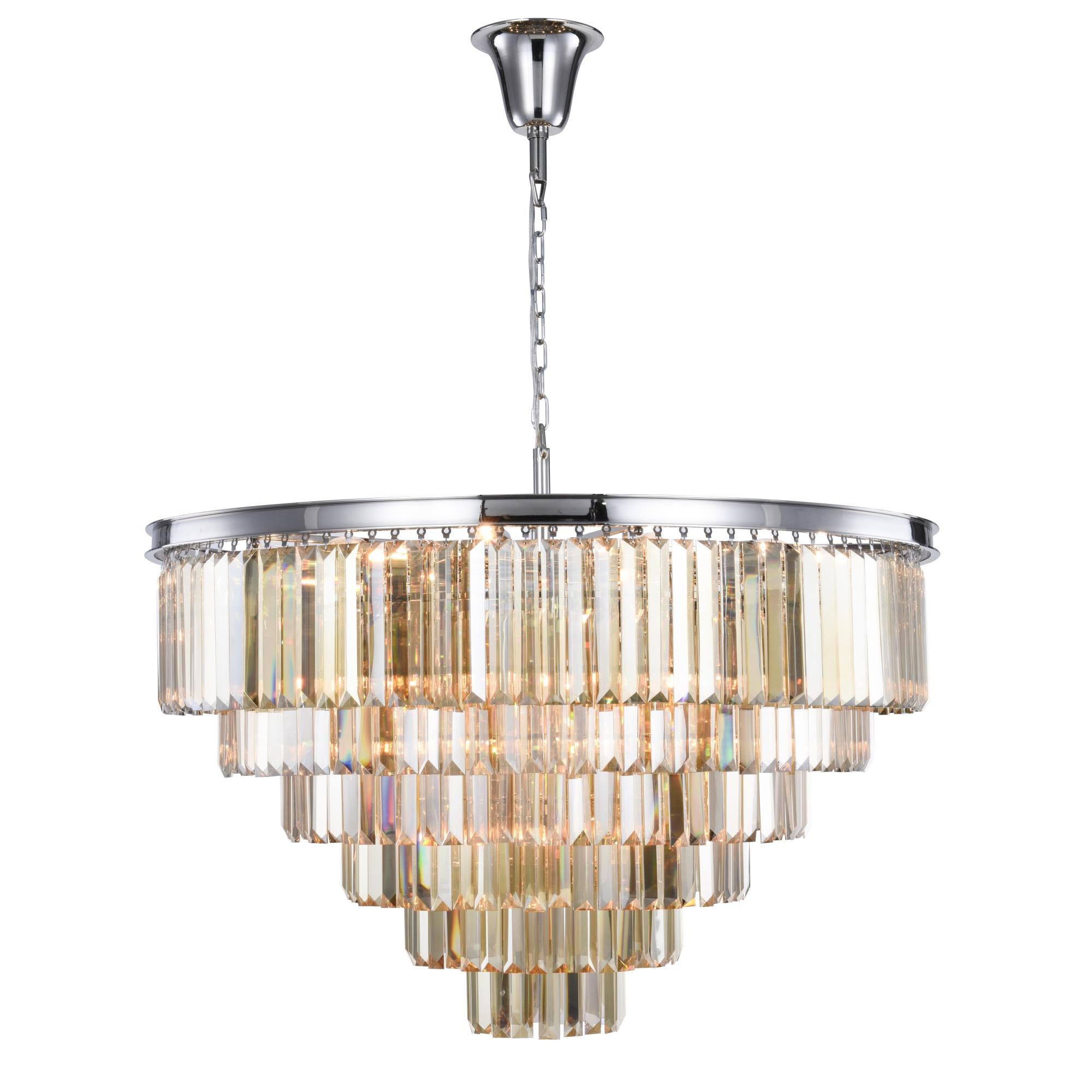 Shown in Polished Nickel finish and Royal Cut crystal and Golden Teak (Smoky) accent