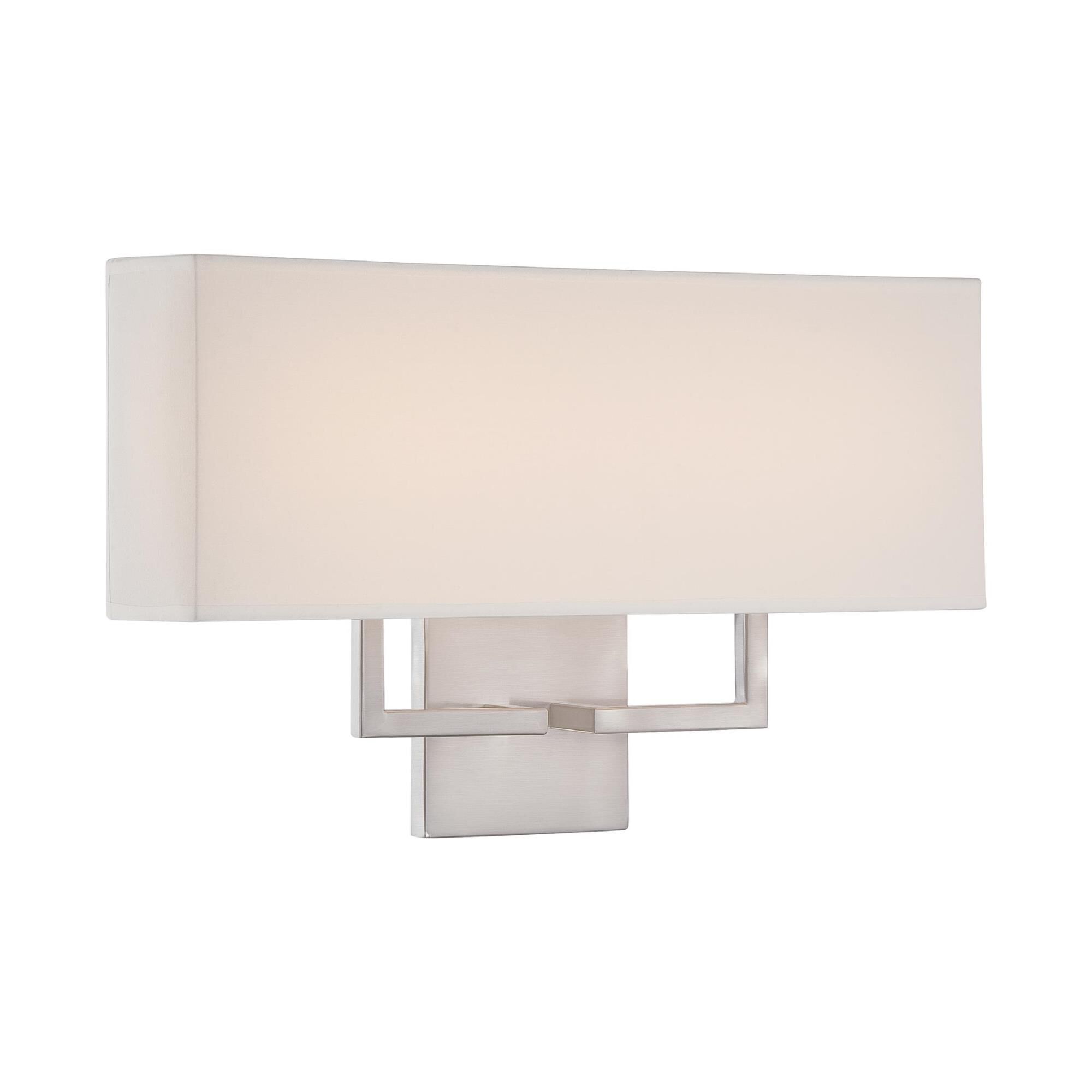 Shown in Brushed Nickel finish and White Fabric shade