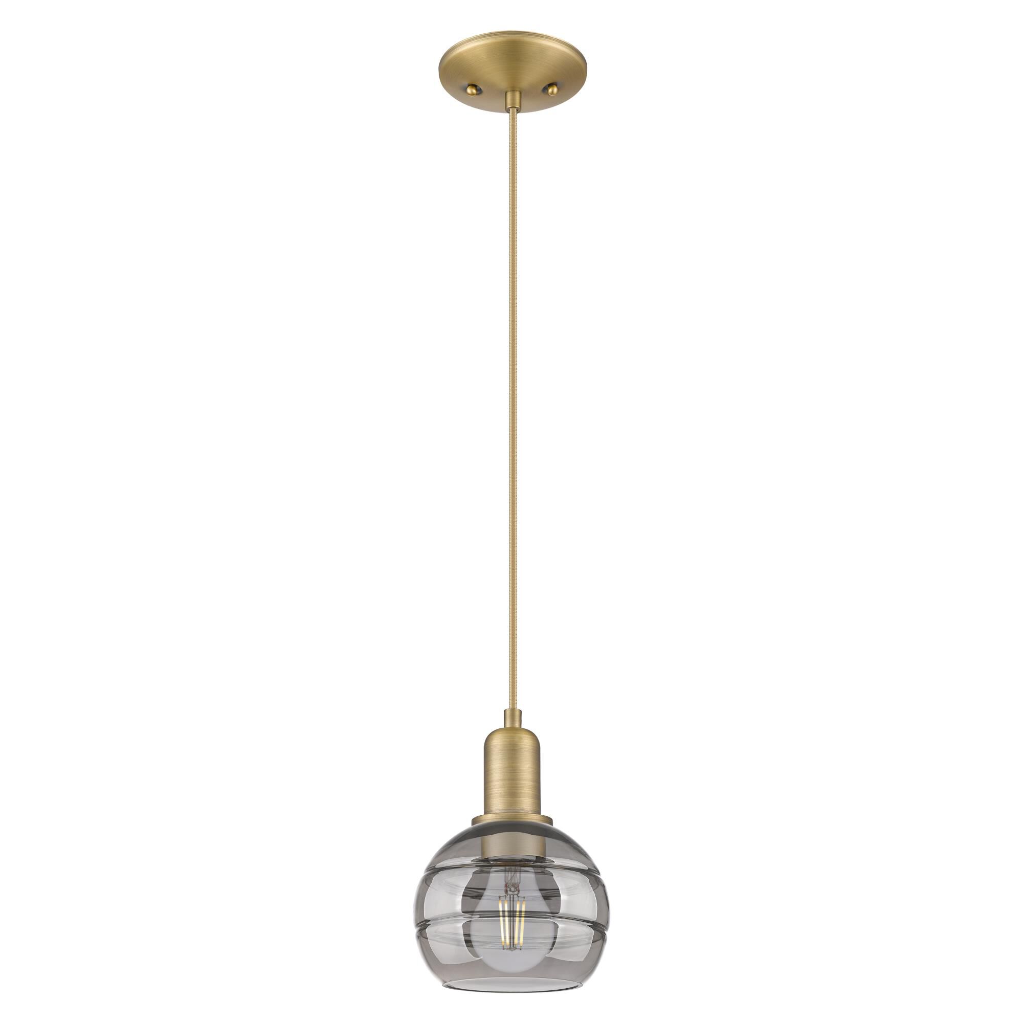 Shown in Brushed Brass finish and Light Smoke glass
