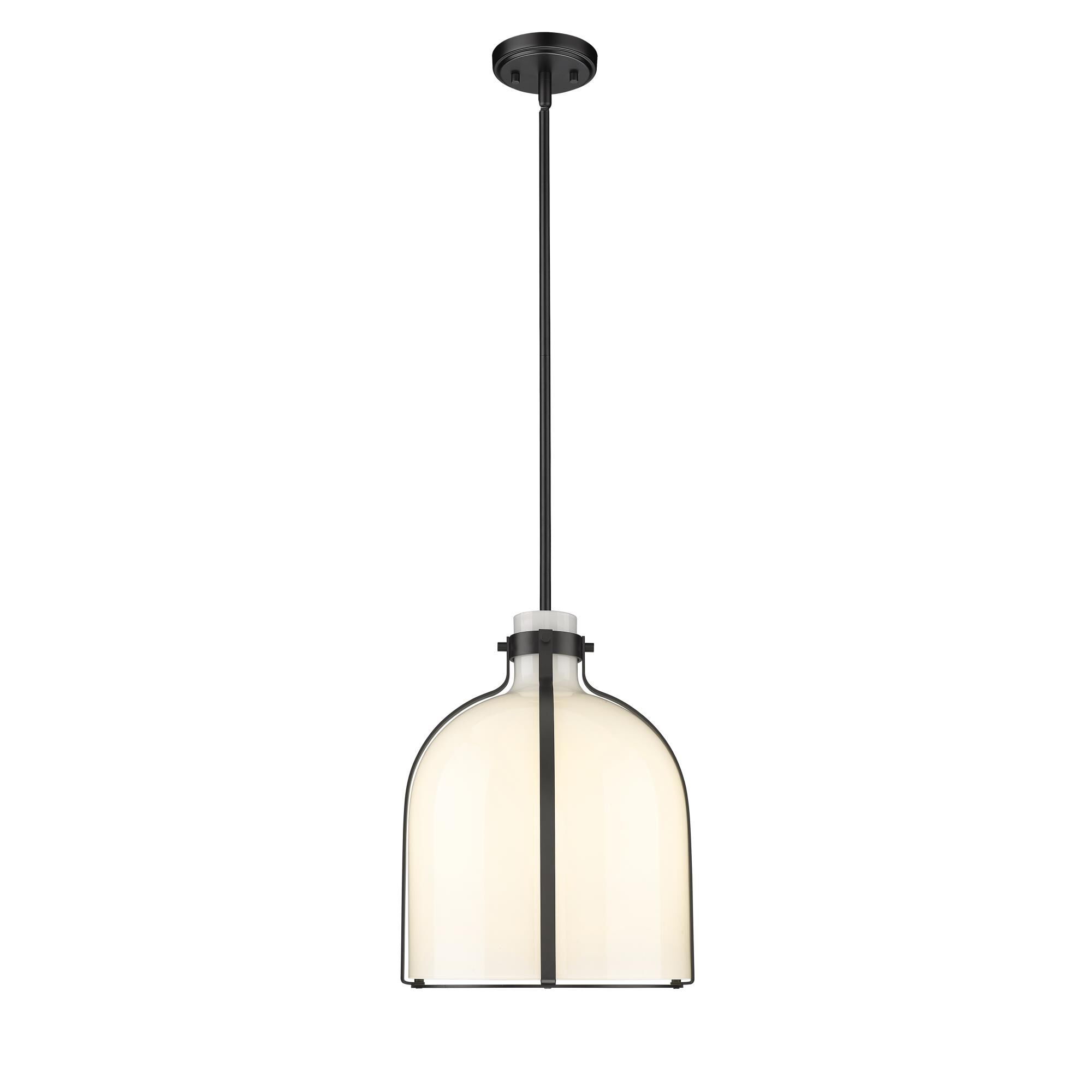 Shown in Matte Black finish and Glass shade