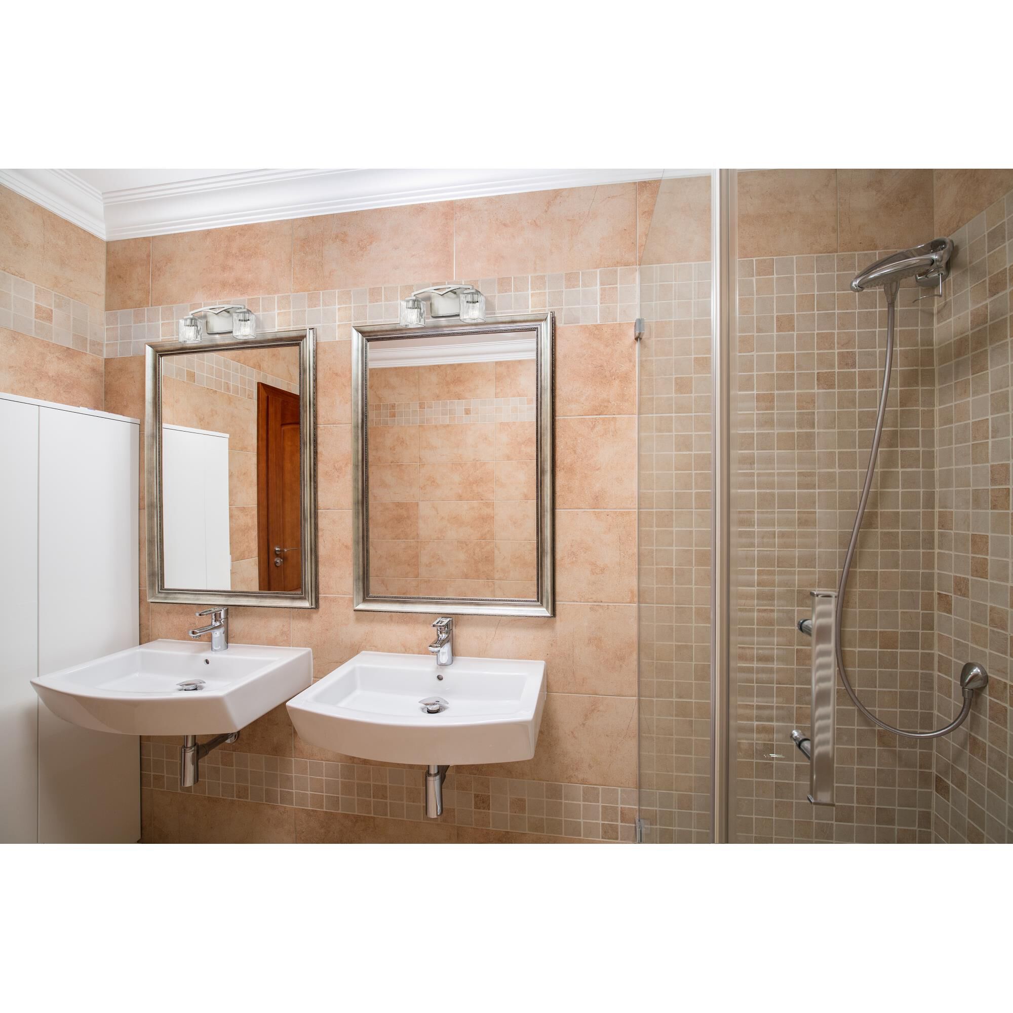 Shown in Brushed Nickel finish and Glass shade