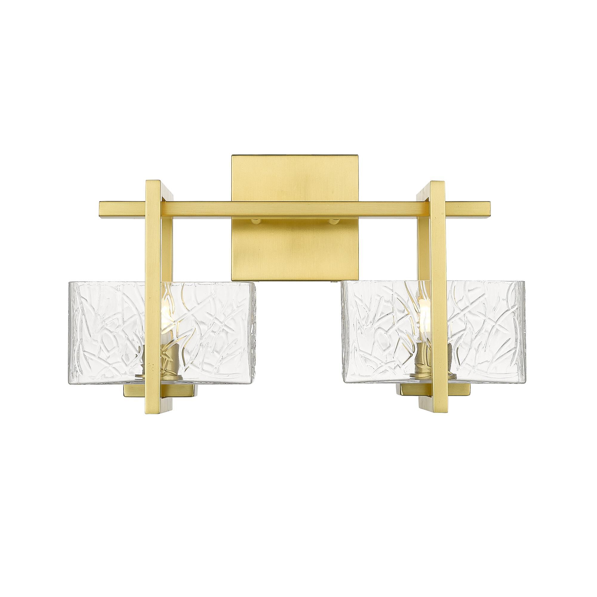 Shown in Satin Gold finish and Clear Striate glass