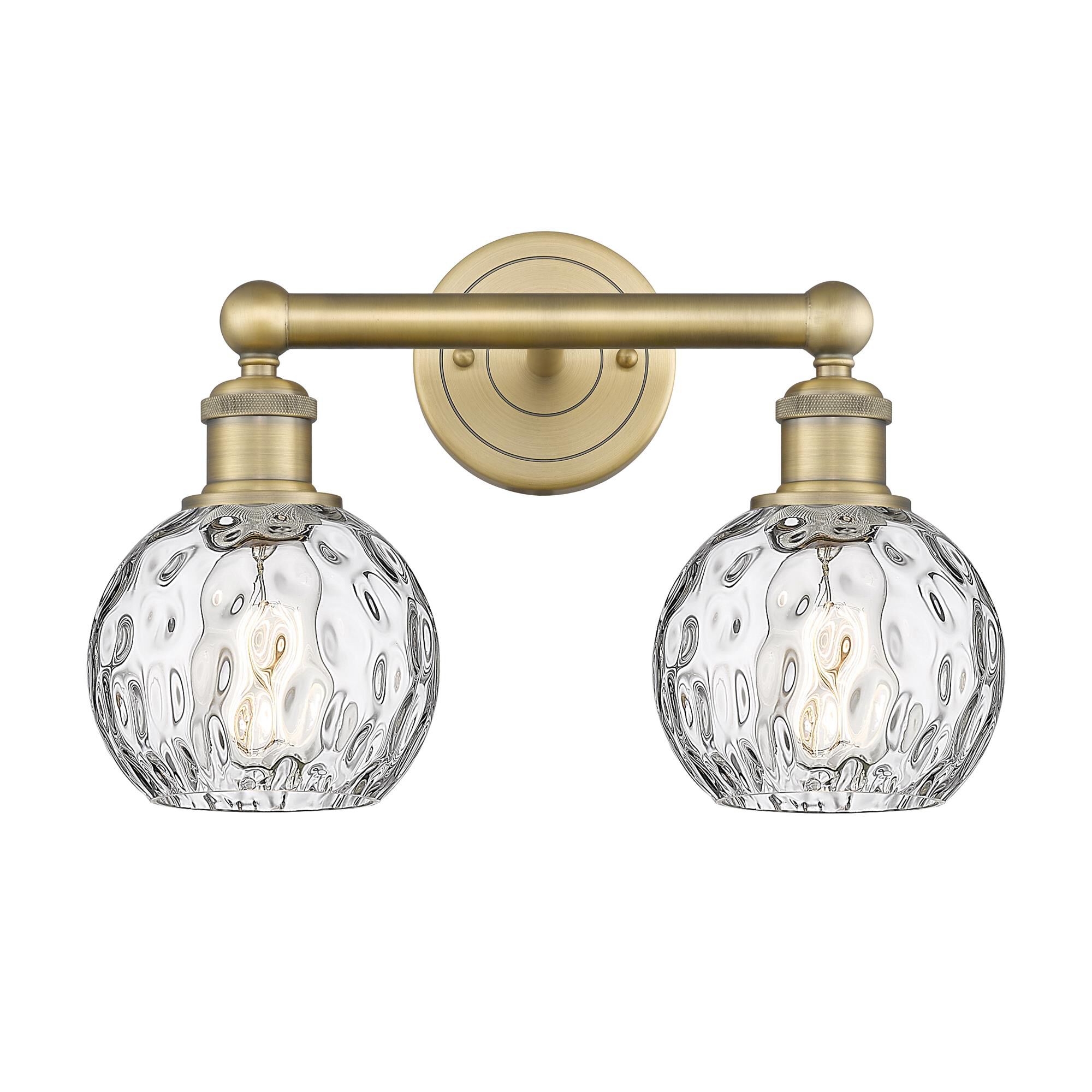 Shown in Brushed Brass finish and Clear Water Glass glass