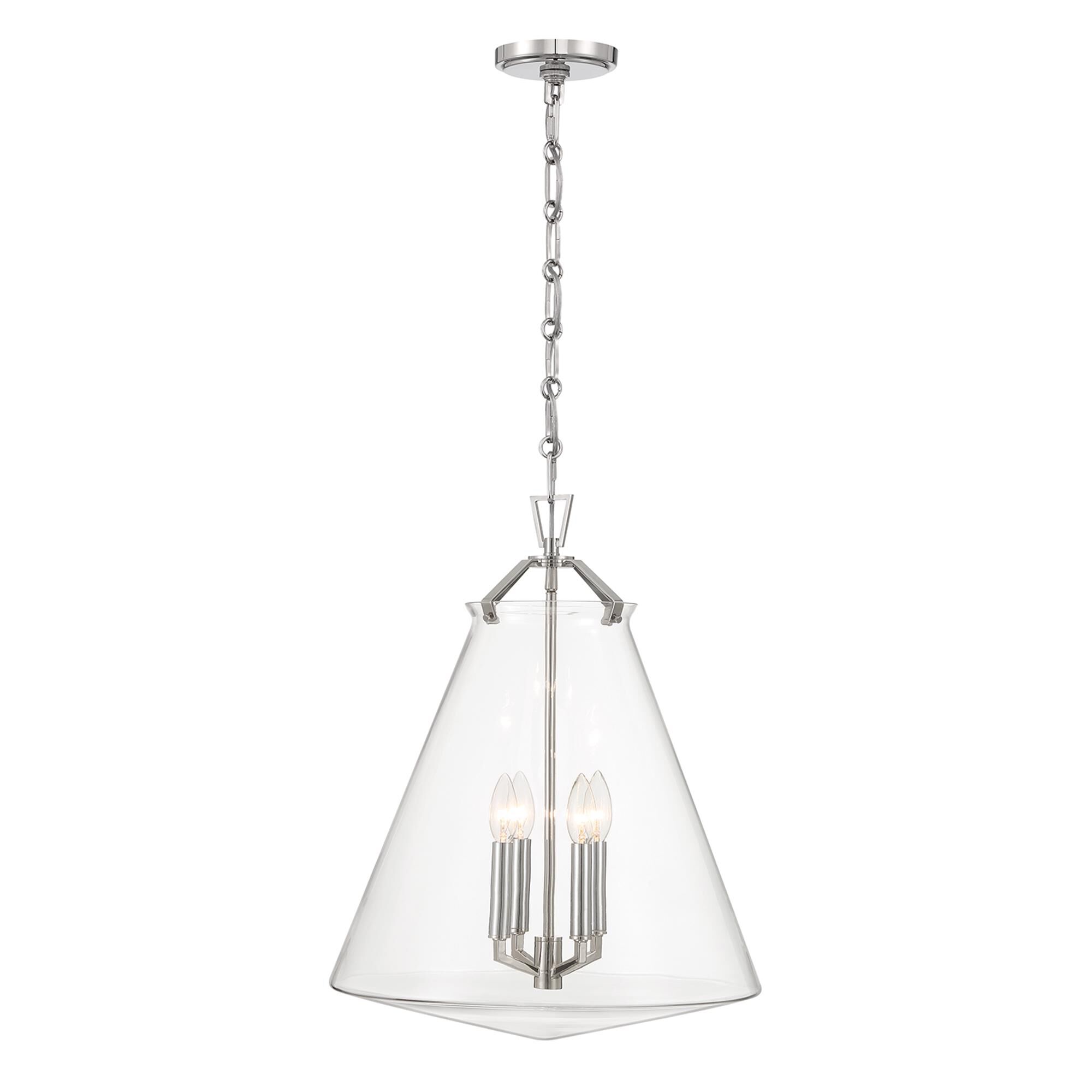 Shown in Polished Nickel finish and Clear glass