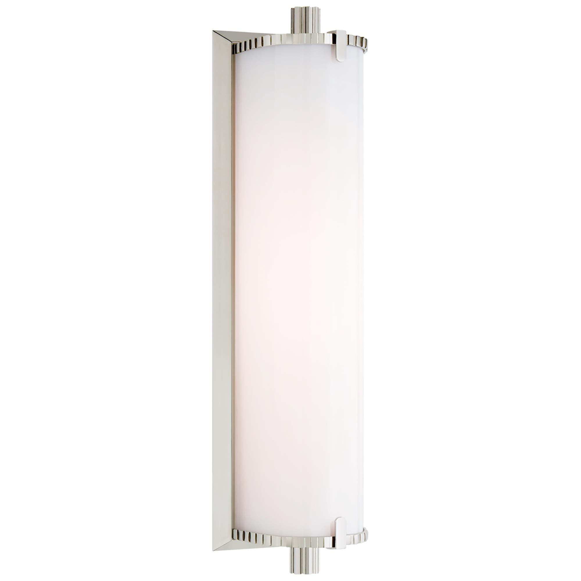 Shown in Polished Nickel finish and White glass and White Glass shade