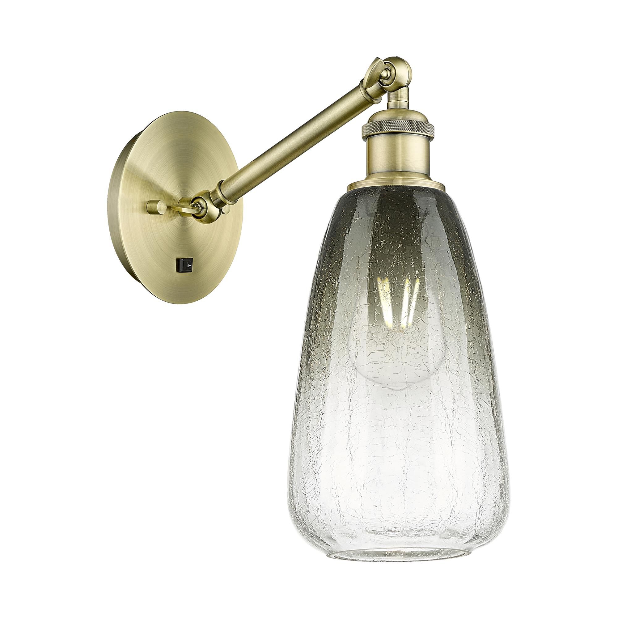 Shown in Antique Brass finish and Slate glass