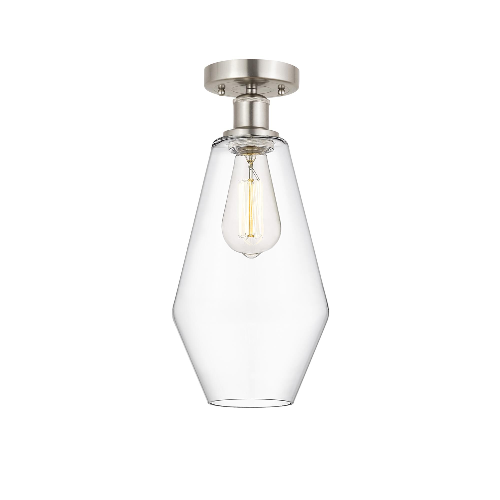 Shown in Brushed Satin Nickel, Clear finish and Clear glass and Clear Glass shade