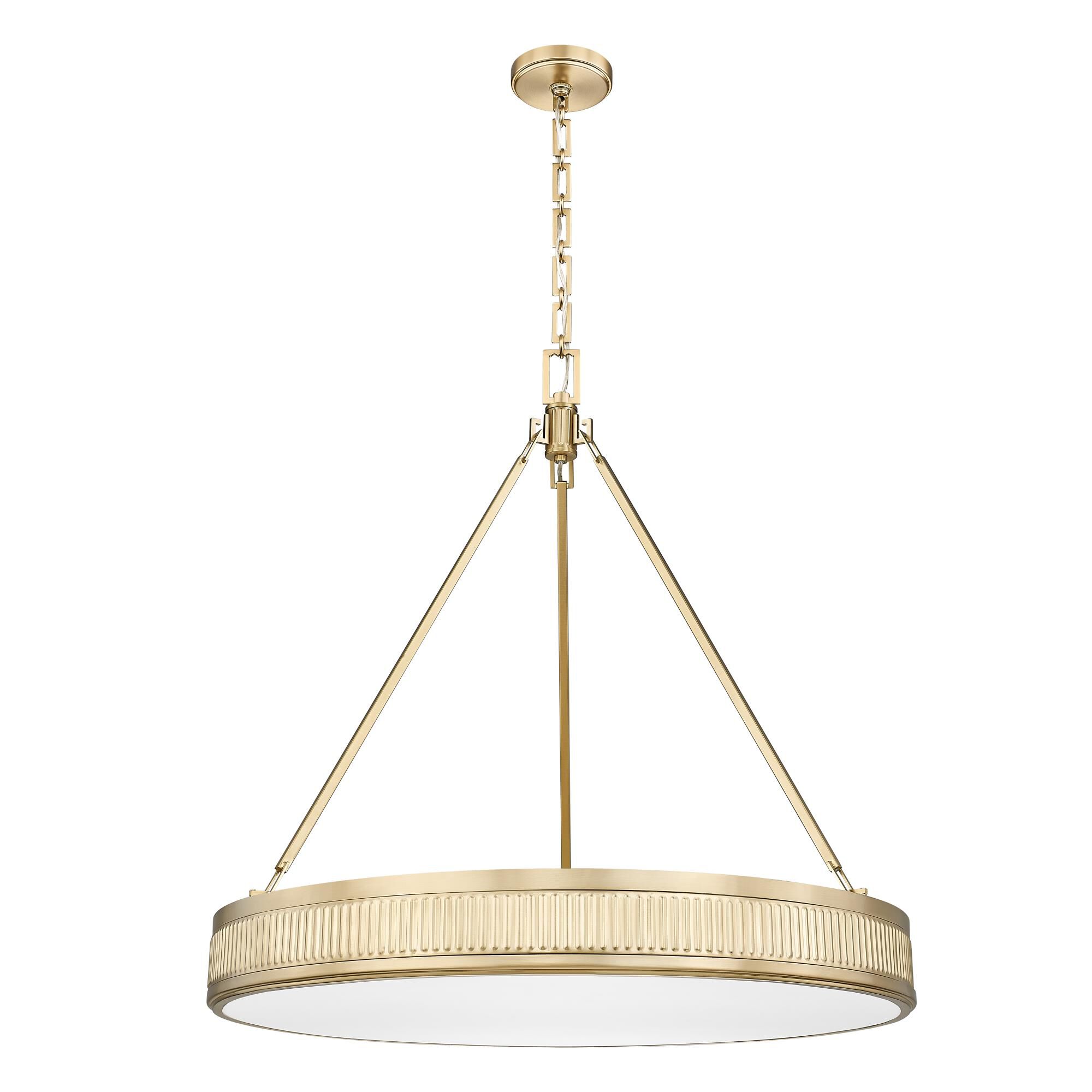 Shown in Modern Gold finish and White glass