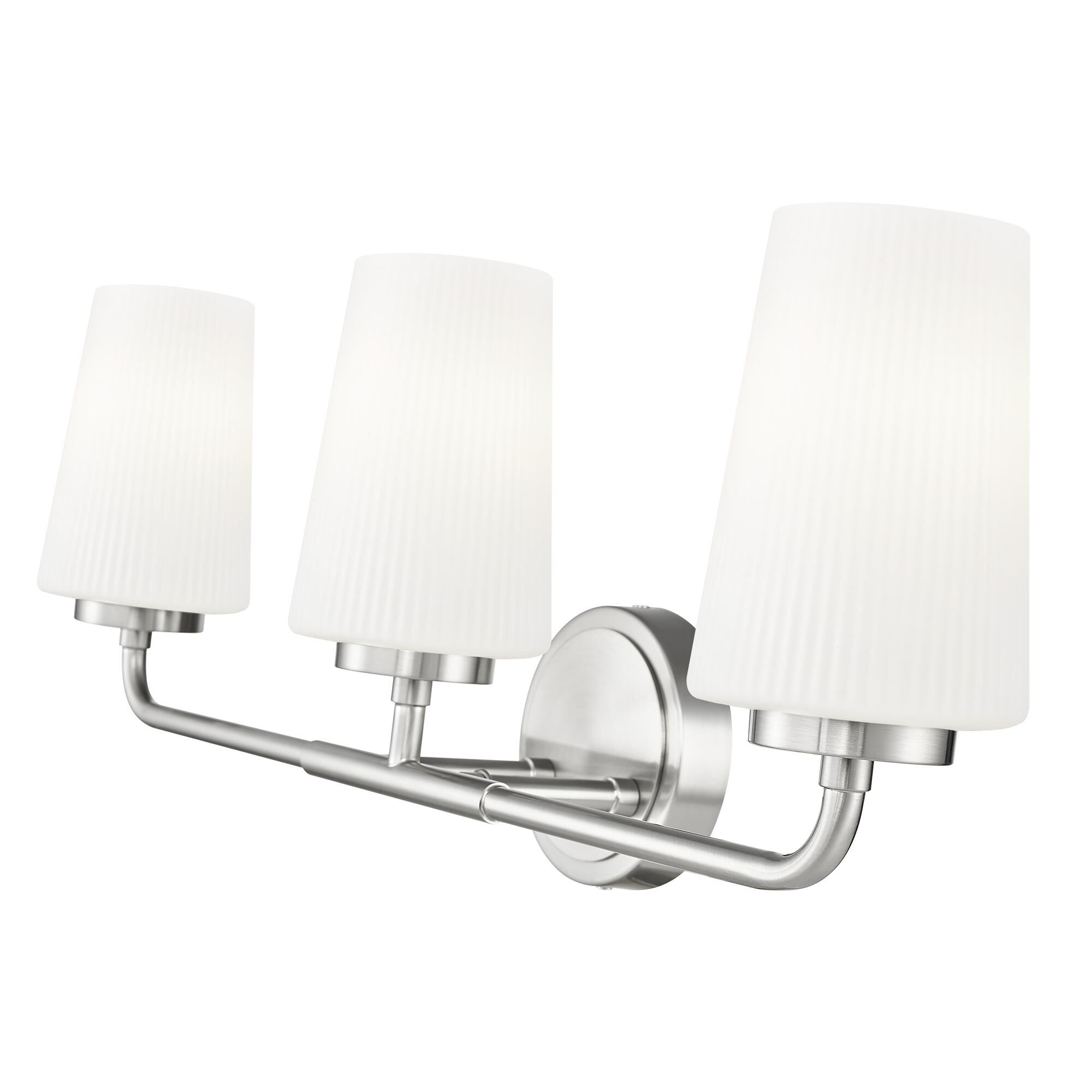 Shown in Brushed Nickel finish and Matte Opal glass and Matte Opal shade