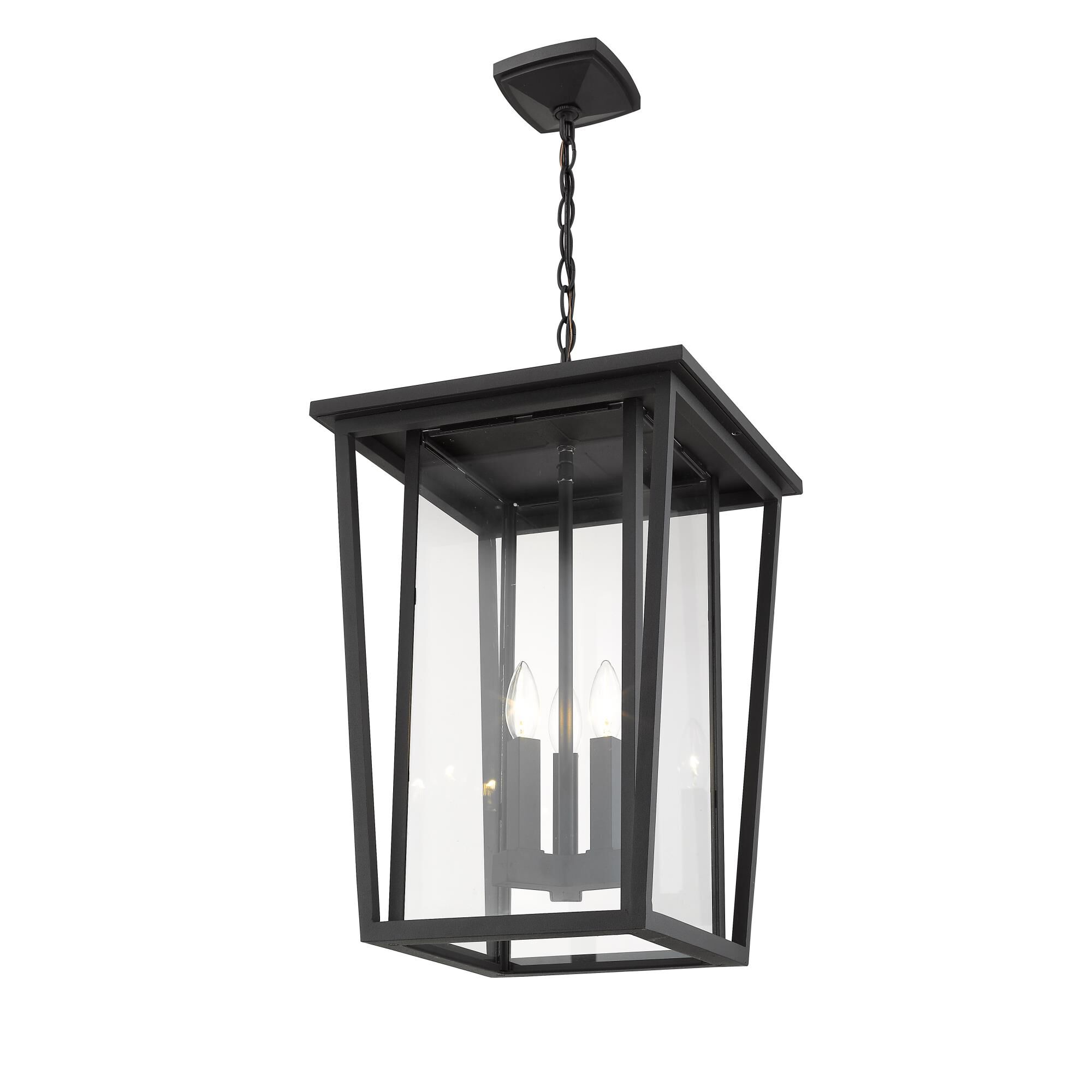 Shown in Black finish and Glass shade