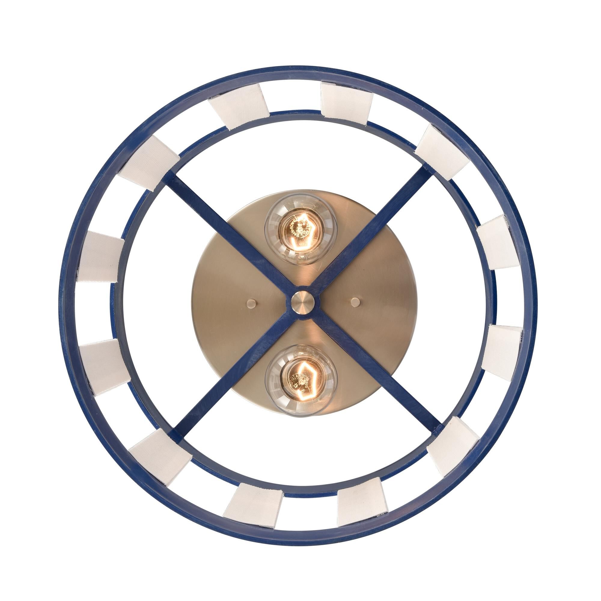 White Burlap 14 Inch 2 Light Semi Flush Mount by ELK Home