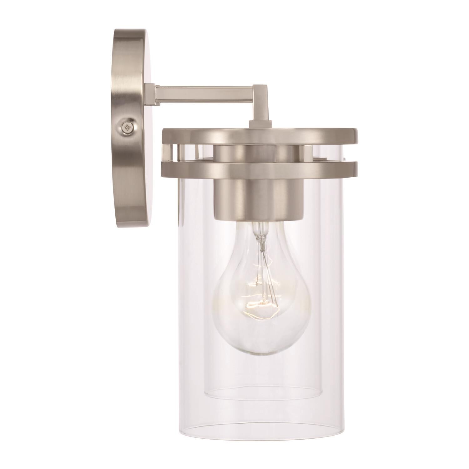 Shown in Brushed and Satin Nickel finish and Clear glass