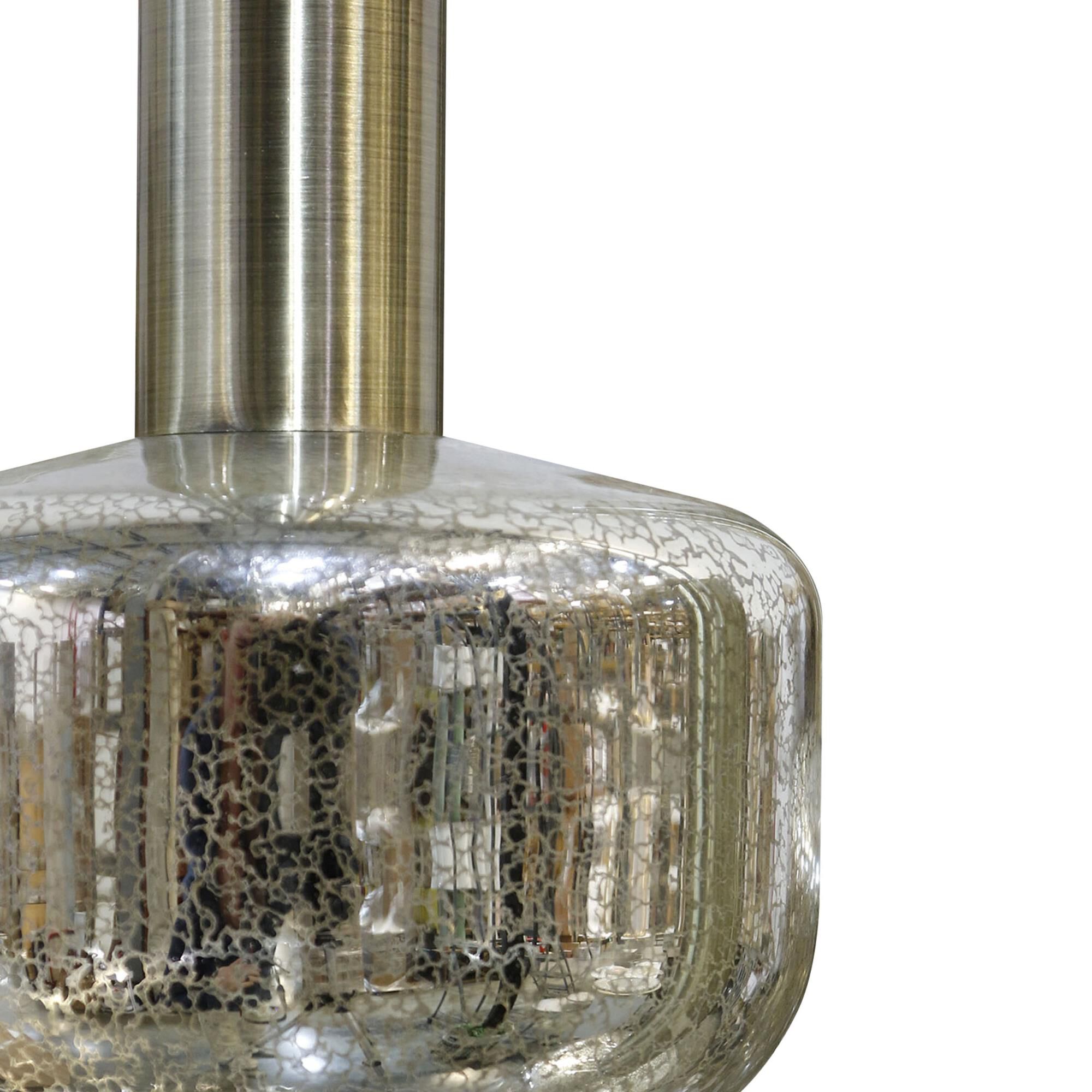 Shown in Antique Brass And Silver Mercury finish and Silver Mercury shade