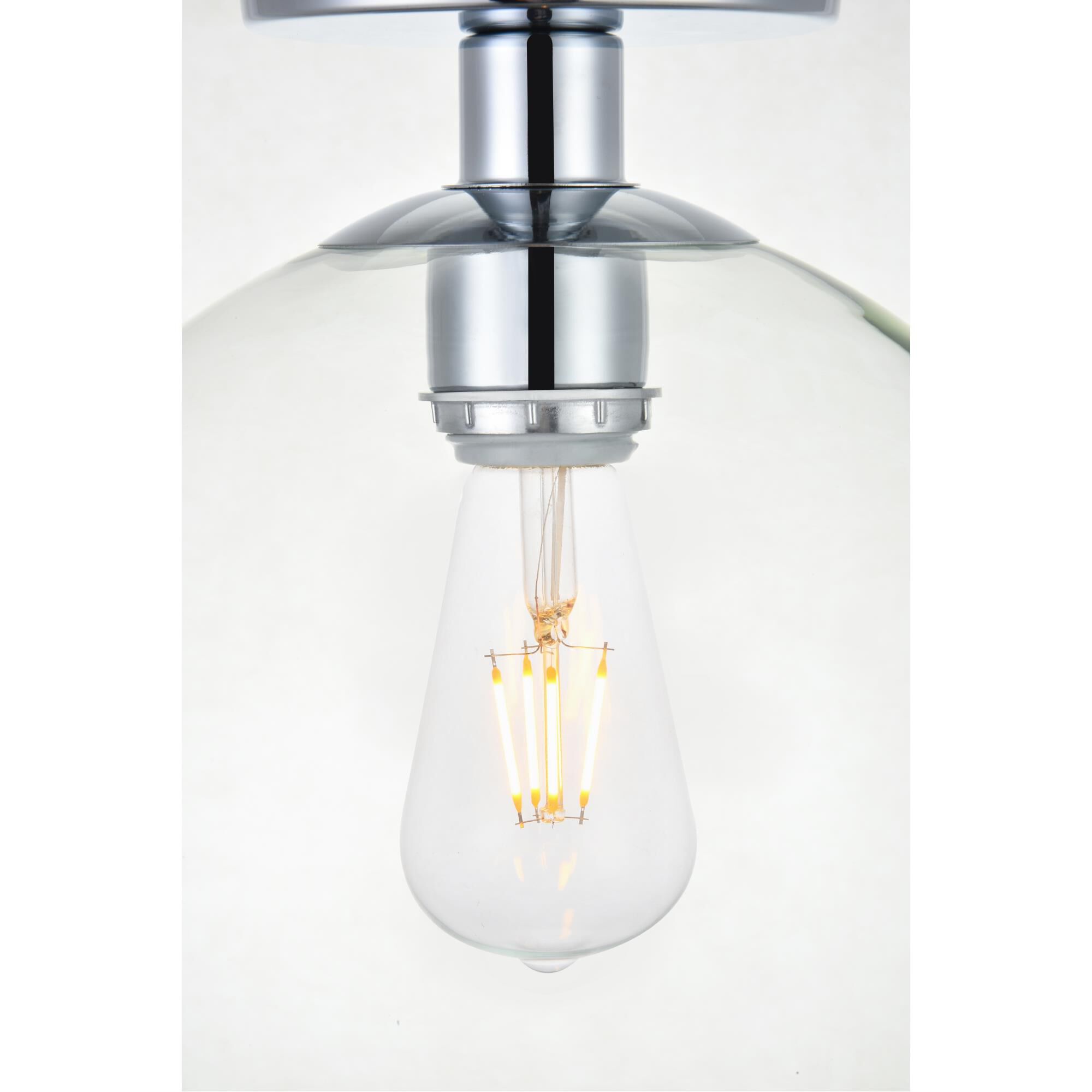 Shown in Chrome finish and Clear glass