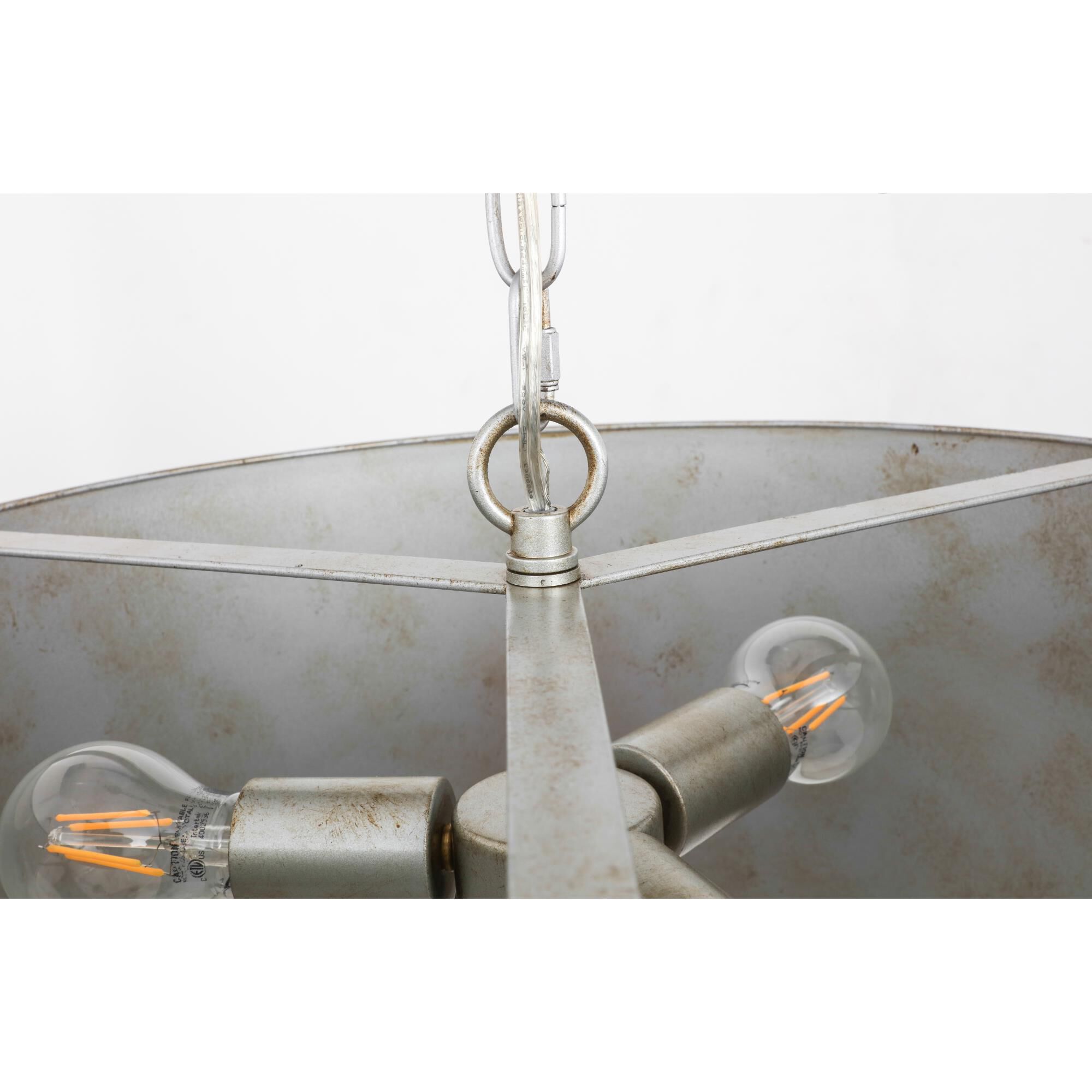 Shown in Vintage Silver finish and Silver Metal shade