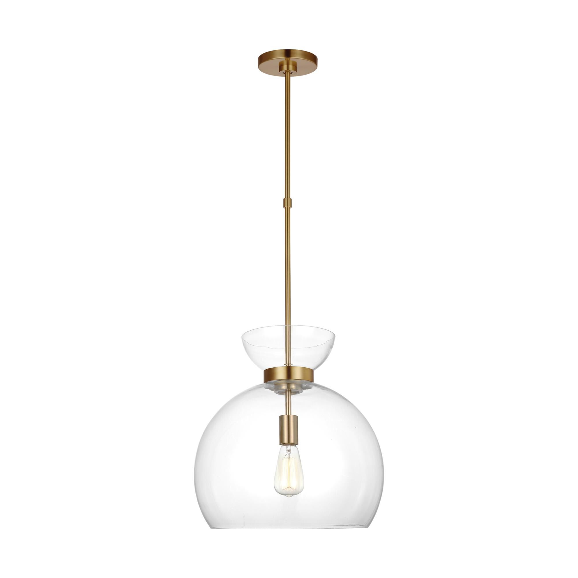 Shown in Burnished Brass finish and Clear glass