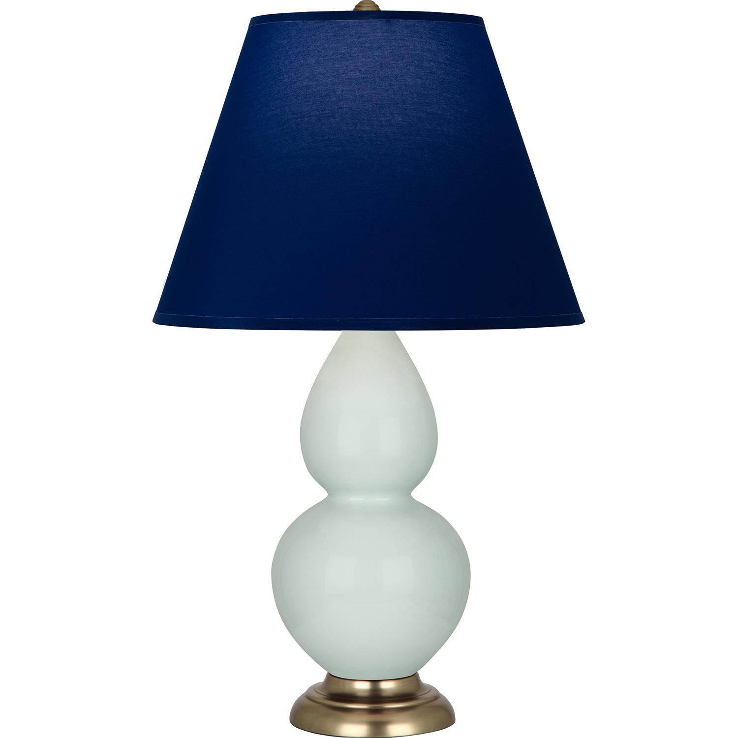 Shown in Celadon finish and Navy and Gray shade and Antique Natural Brass accent