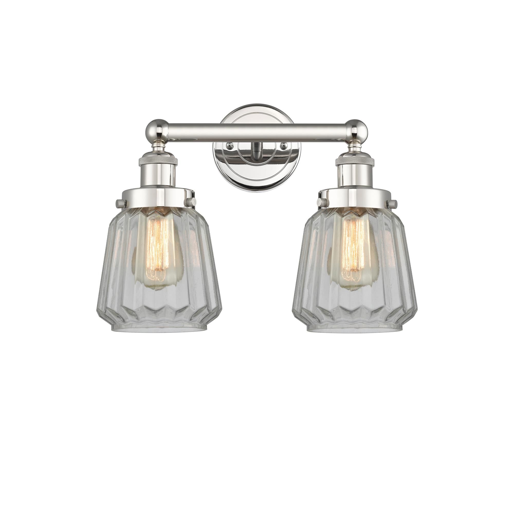 Shown in Polished Nickel finish and Clear glass