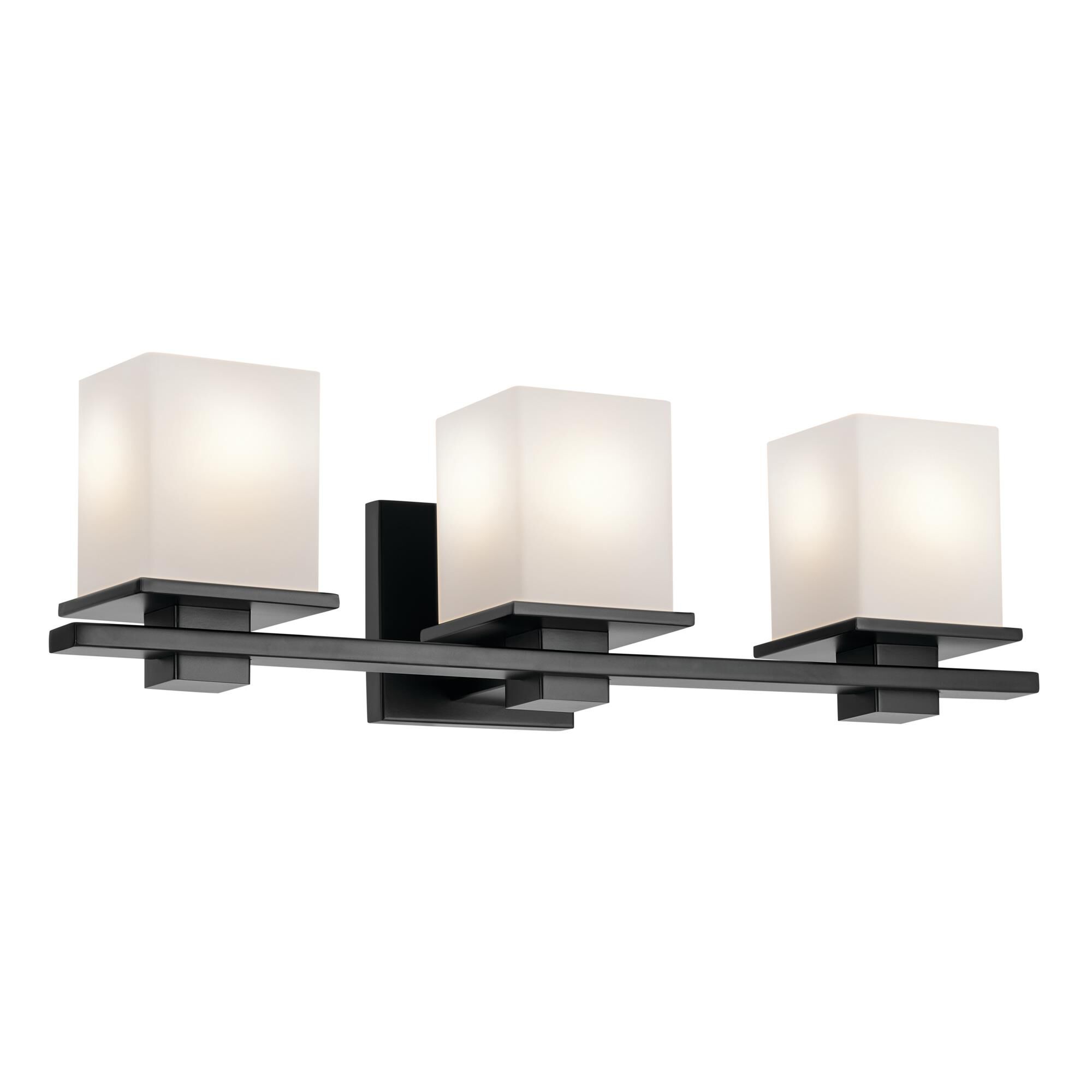Shown in Black finish and Satin Etched Cased Opal glass