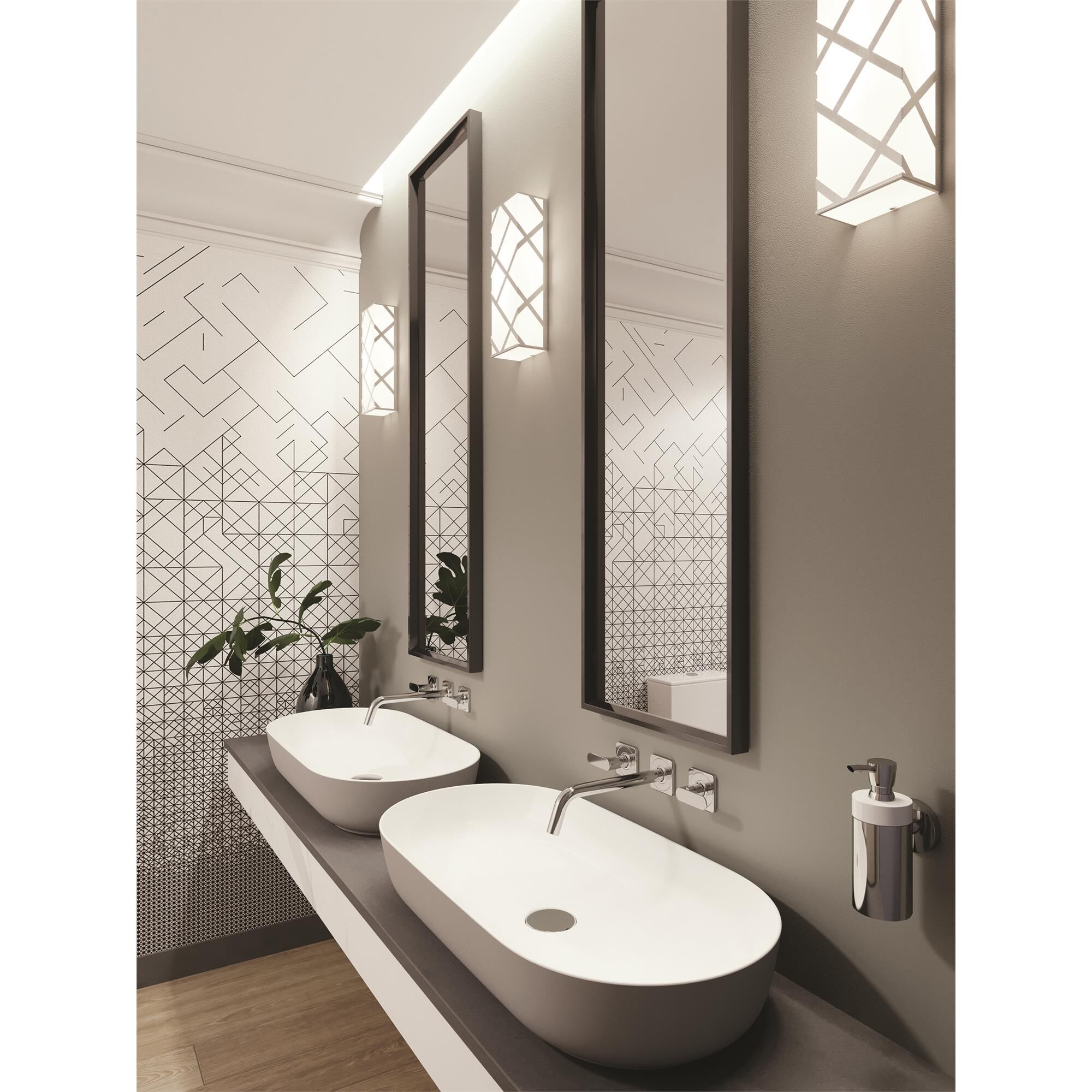 Shown in Satin Nickel finish and White Acrylic shade