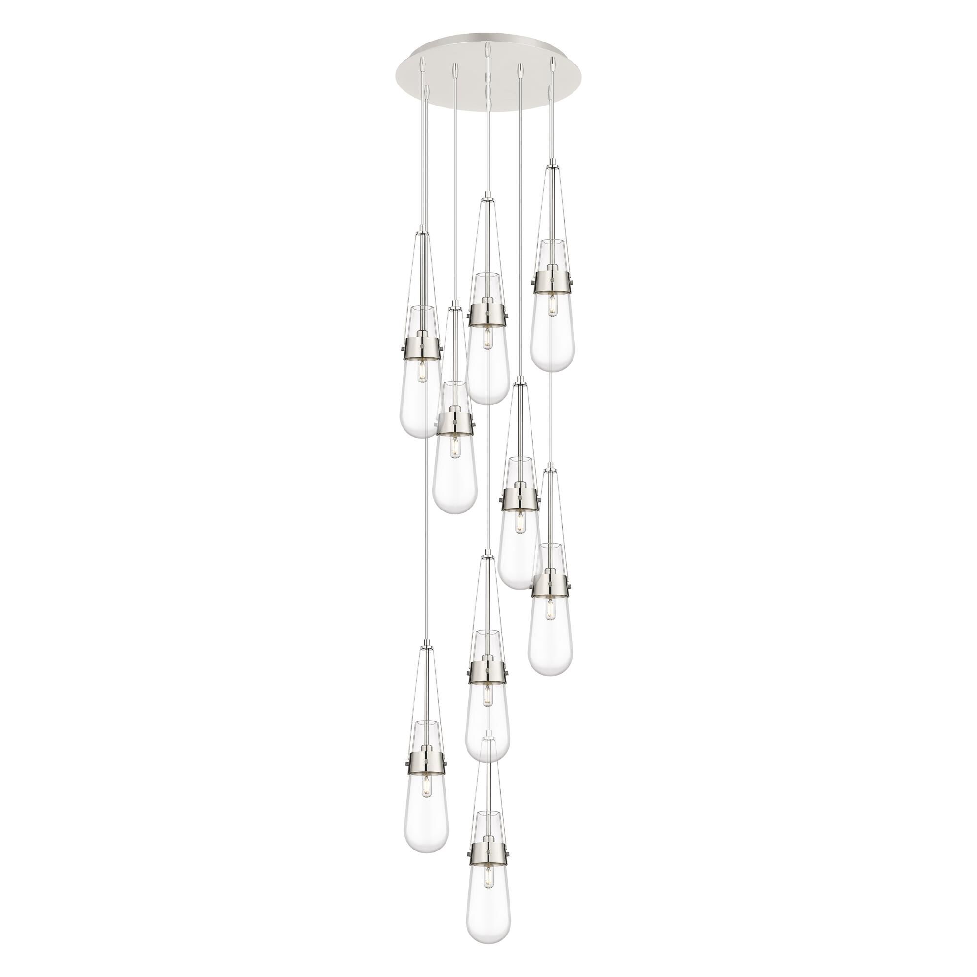 Shown in Polished Nickel finish and Clear glass and Clear Glass shade